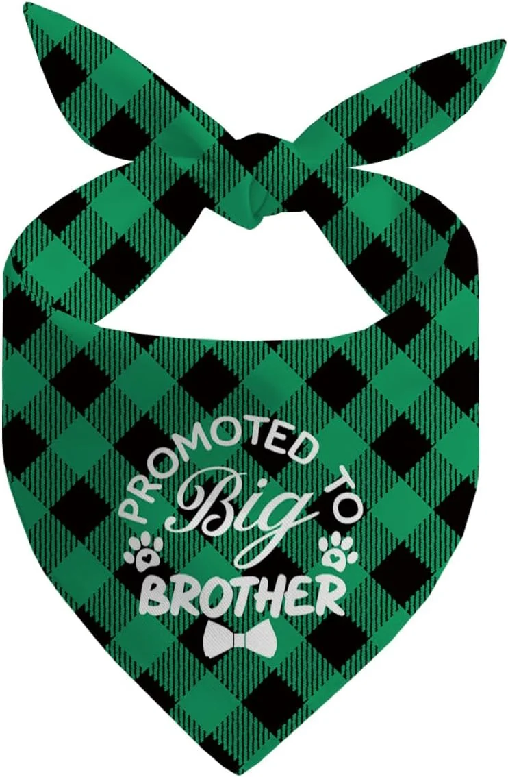 دستمال گردن سگ، دستمال گردن سگ برادر بزرگتر، شال گردن سگ سبز با طرح چهارخانه کلاسیک، دستمال گردن سگ، شال گردن حیوانات خانگی با طرح چهارخانه - B2