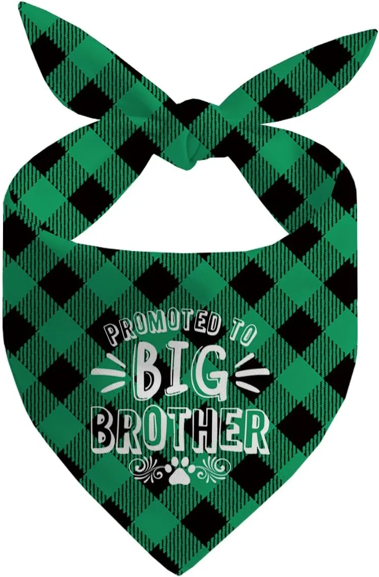 دستمال گردن سگ، دستمال گردن سگ برادر بزرگتر، شال سبز سگ ها با طرح چهارخانه کلاسیک، دستمال گردن سگ ها، شال حیوانات خانگی با طرح چهارخانه - B17