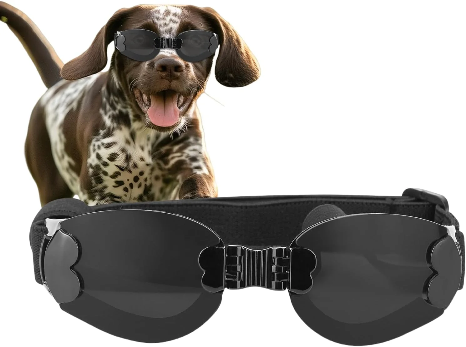 عینک محافظ سگ سایز متوسط | عینک محافظ اشعه ماوراء بنفش حیوانات خانگی، بند قابل تنظیم عینک آفتابی تاشو برای دویدن، اسکی و فعالیت های خارج از منزل