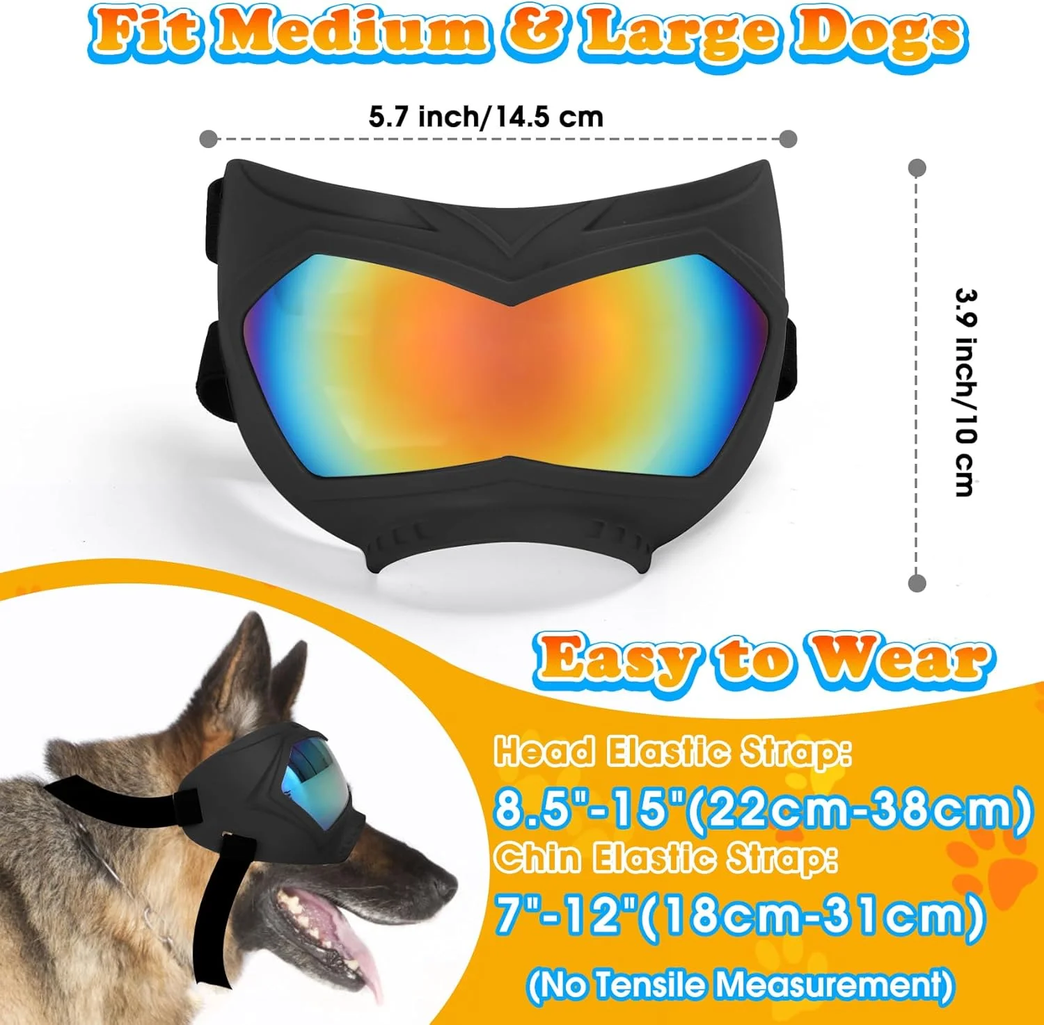 عینک آفتابی سگ، محافظت در برابر اشعه ماوراء بنفش، ضد باد، ضد گرد و غبار، ضد بخار برای سگ های بزرگ و متوسط، فریم TPE سبک وزن با بند قابل تنظیم، محافظت شیک در فضای باز عینک آفتابی سگ، محافظت در برابر اشعه ماوراء بنفش، ضد باد، ضد گرد و غبار، ضد بخار برای سگ های بزرگ و متوسط، فریم TPE سبک وزن با بند قابل تنظیم، محافظت شیک در فضای باز