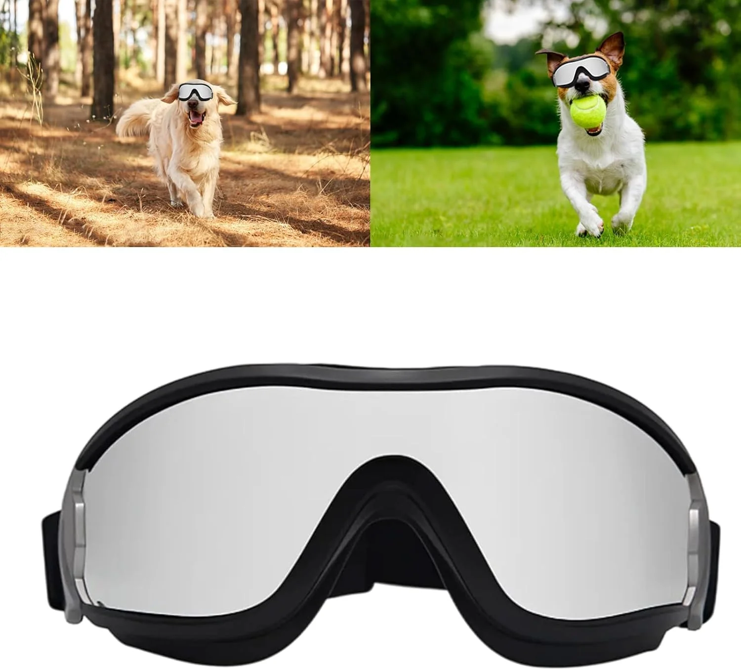 عینک سگ برای سگ های کوچک، عینک محافظ ضد باد برای فعالیت های خارج از منزل، عینک آفتابی سگ قابل تنظیم با محافظت در برابر اشعه ماوراء بنفش، ایده آل برای موتورسواری و پیاده روی، سایز 21.5 x 6 سانتی متر