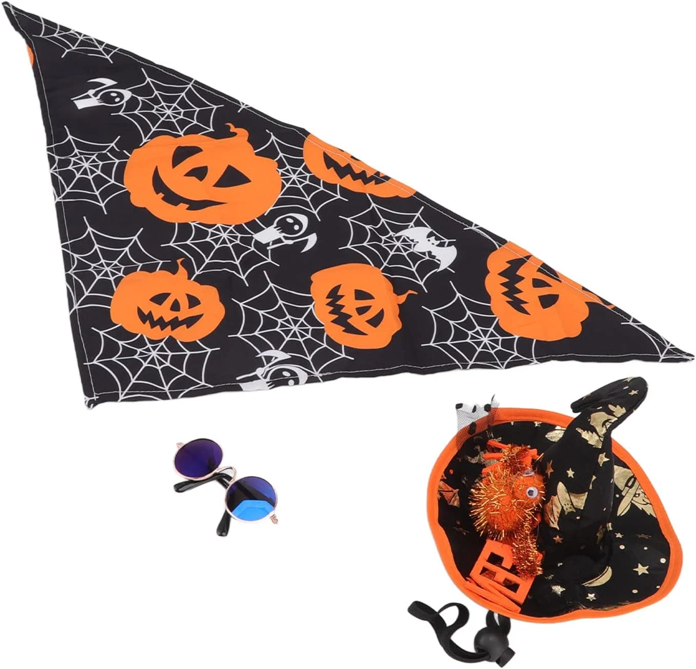 ست لباس با روسری مثلثی زیبا و سربند، تزئینات هالووین حیوانات خانگی برای استفاده روزانه سگ و گربه