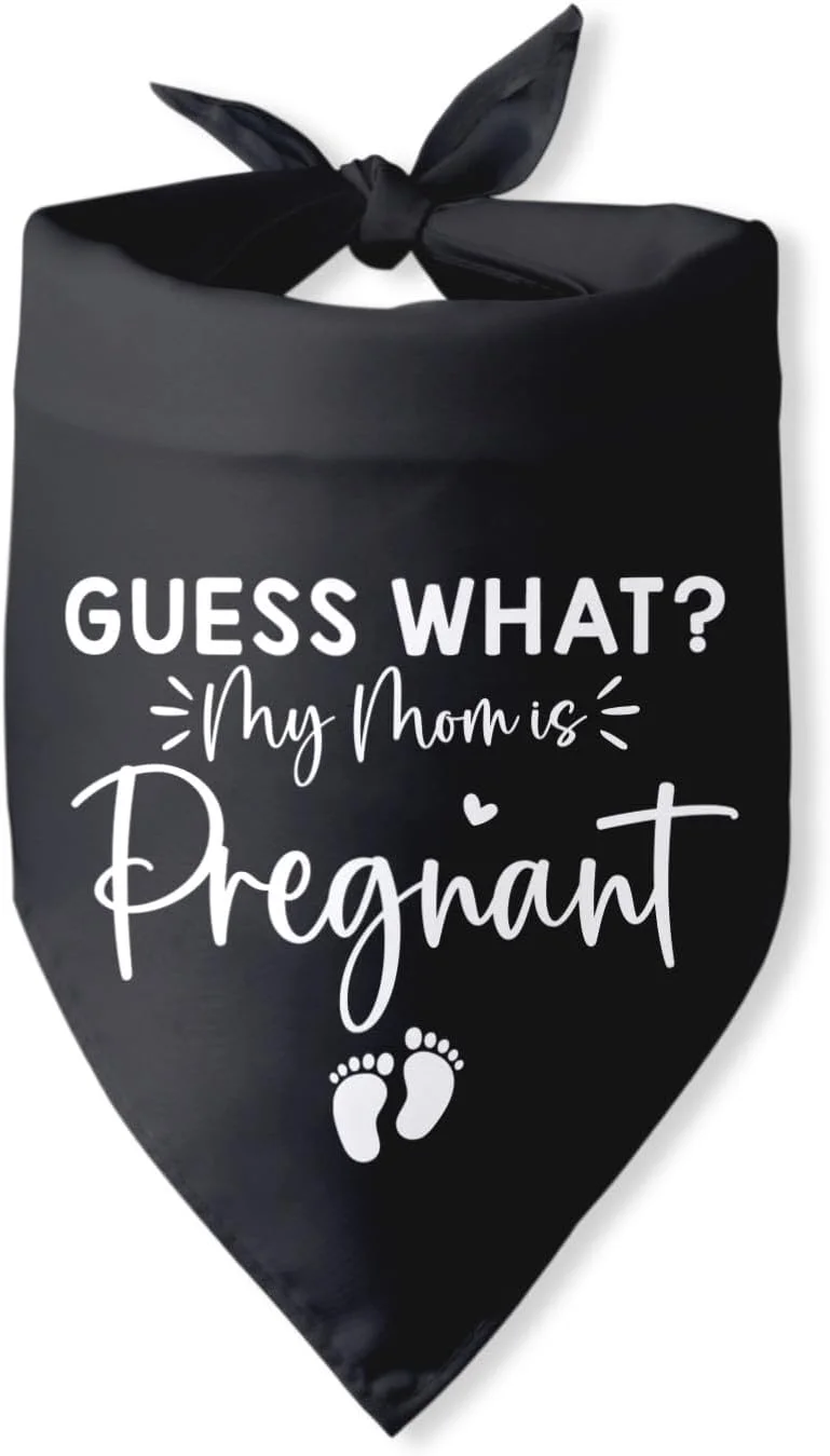 دستمال گردن سگ با طرح "حدس بزن چی؟ مادرم بارداره"، مناسب برای اعلام بارداری و عکاسی