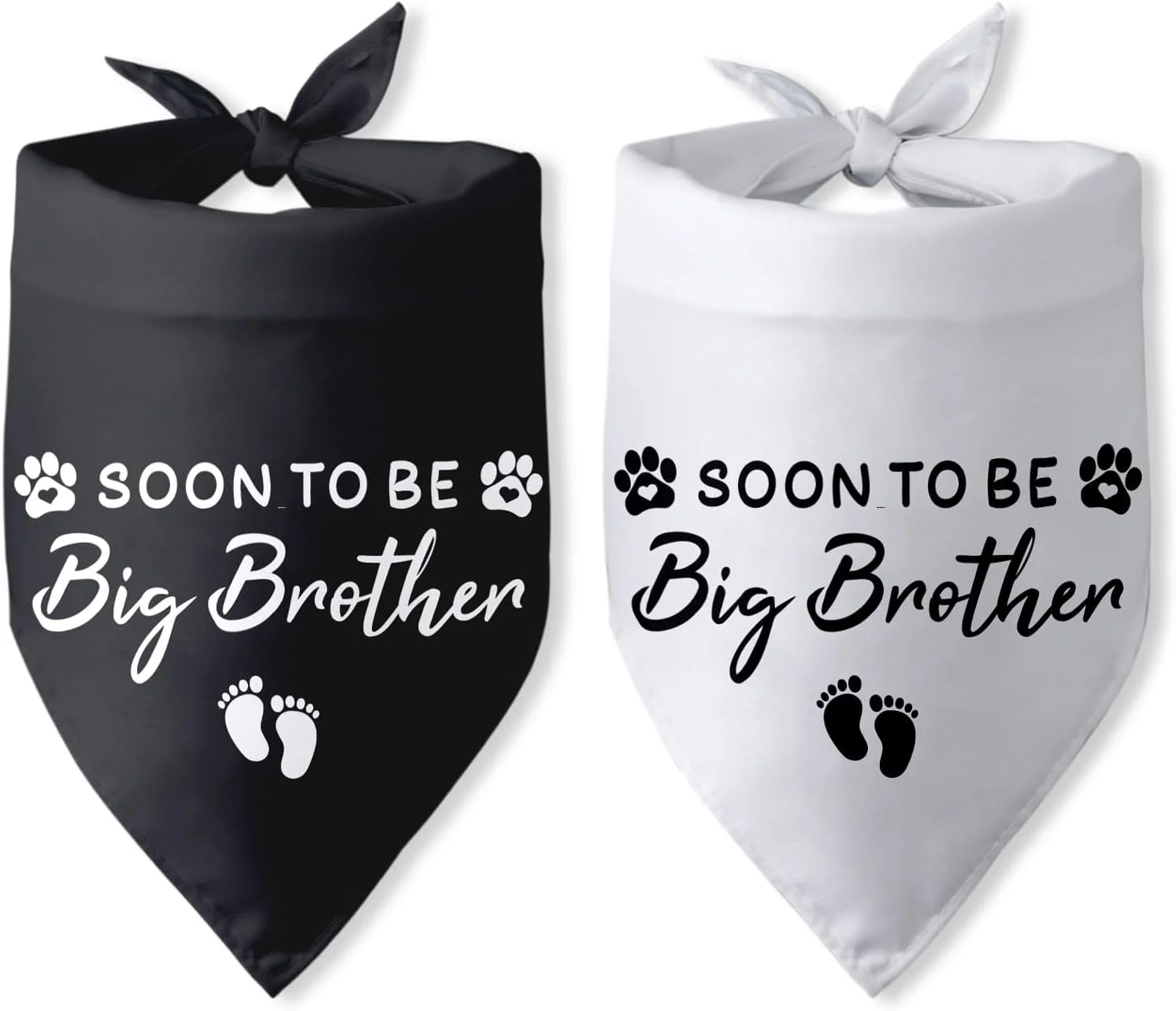 دو بسته دستمال گردن سگ با طرح "به زودی برادر بزرگتر می شوم"، روسری مثلثی سگ، لوازم جانبی روسری سگ برای سگ های بزرگ، متوسط و کوچک