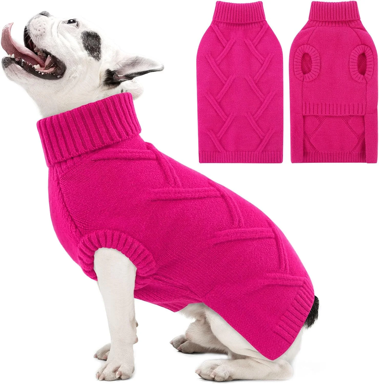 پلیور بافتنی نرم و گرم سگ Queenmore، مناسب سگ های نر و ماده، چی‌واوا، یورکی، پودل، کوکاپو، داشهوند، صورتی، سایز S