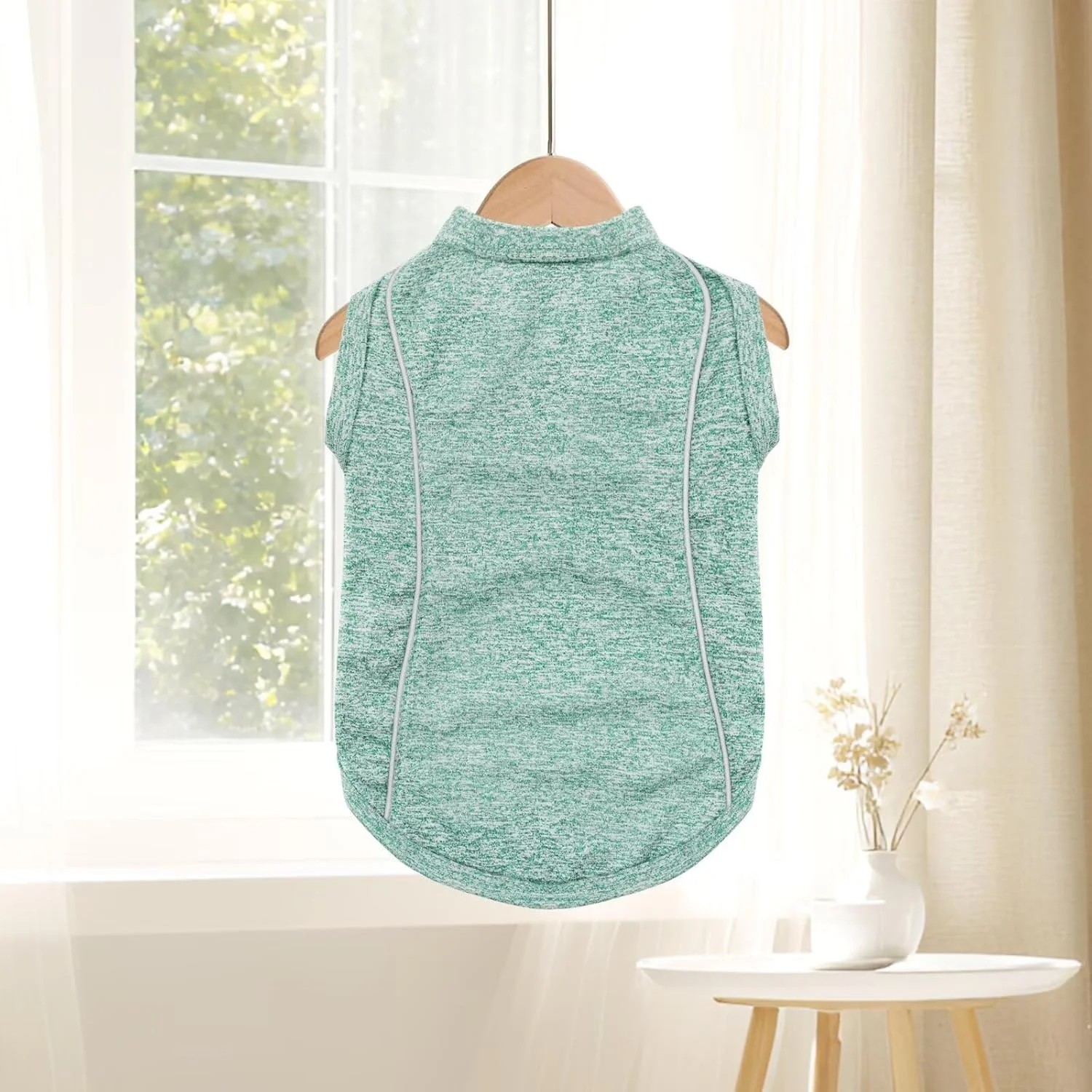 تاپ سگ بدون آستین با قابلیت خشک شدن سریع و نوارهای بازتابنده: لباس ایده آل برای سگ های فعال. سبز تیره 3XL