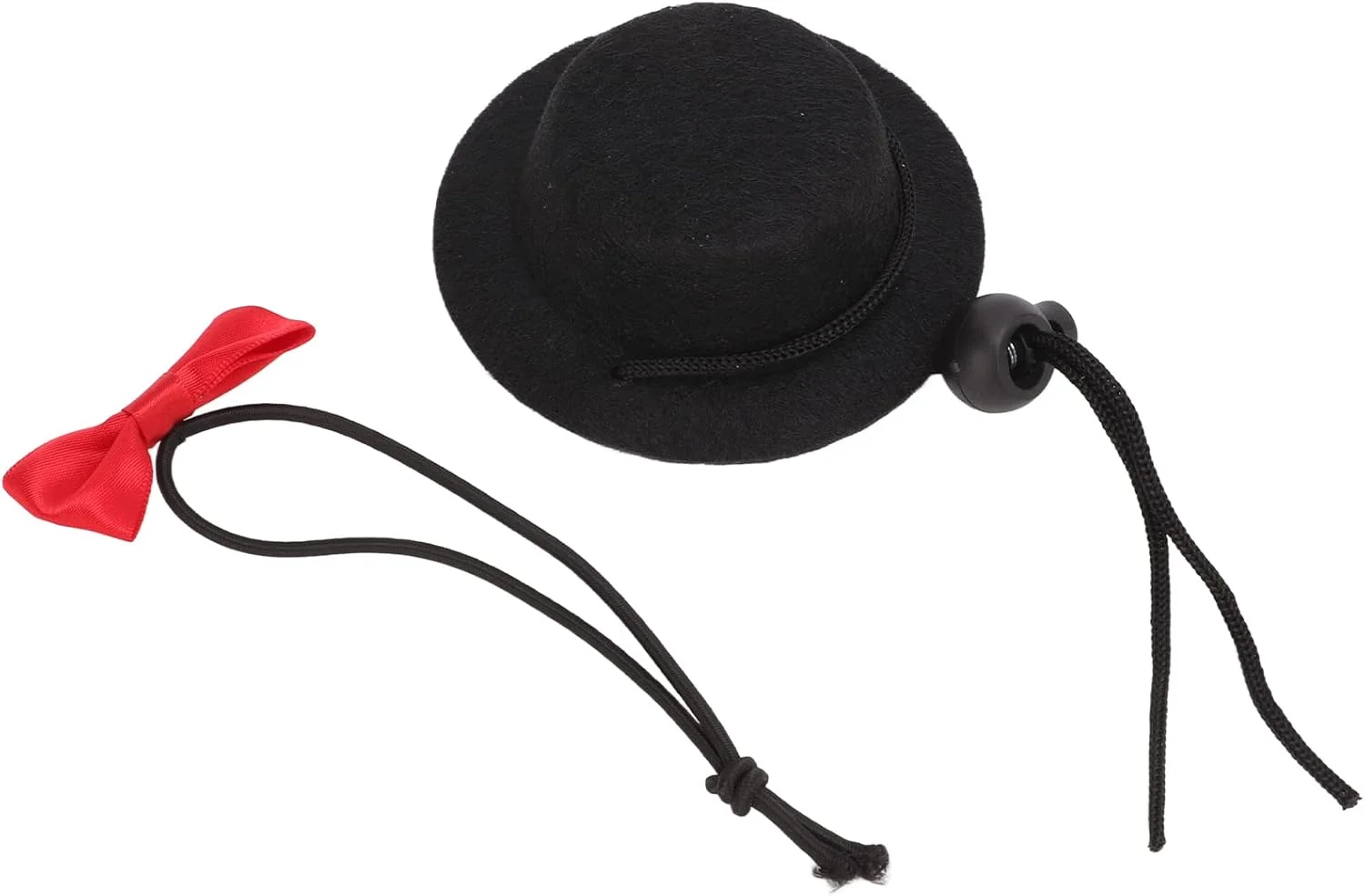 ست کلاه و پاپیون حیوانات خانگی کوچک Qukaim، لباس حیوانات خانگی راحت و قابل تنظیم برای خرگوش، همستر و خوکچه هندی، کلاه مشکی با پاپیون قرمز