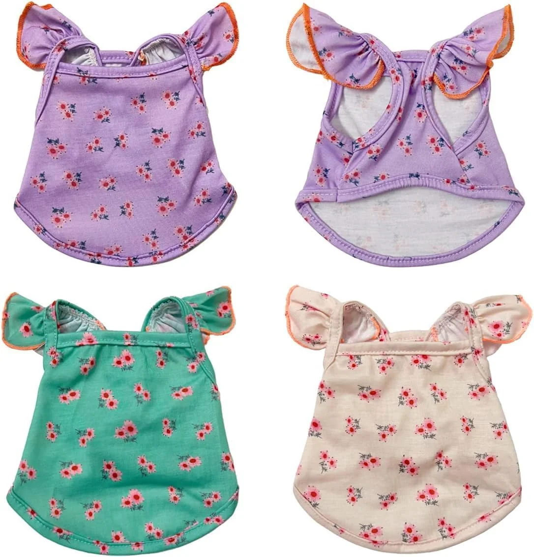 ست ۳ عددی لباس خرگوشی، دامن لباس گلدار برای خوکچه هندی، گربه کوچک، سگ و حیوانات کوچک (سبز+بنفش+صورتی، L)