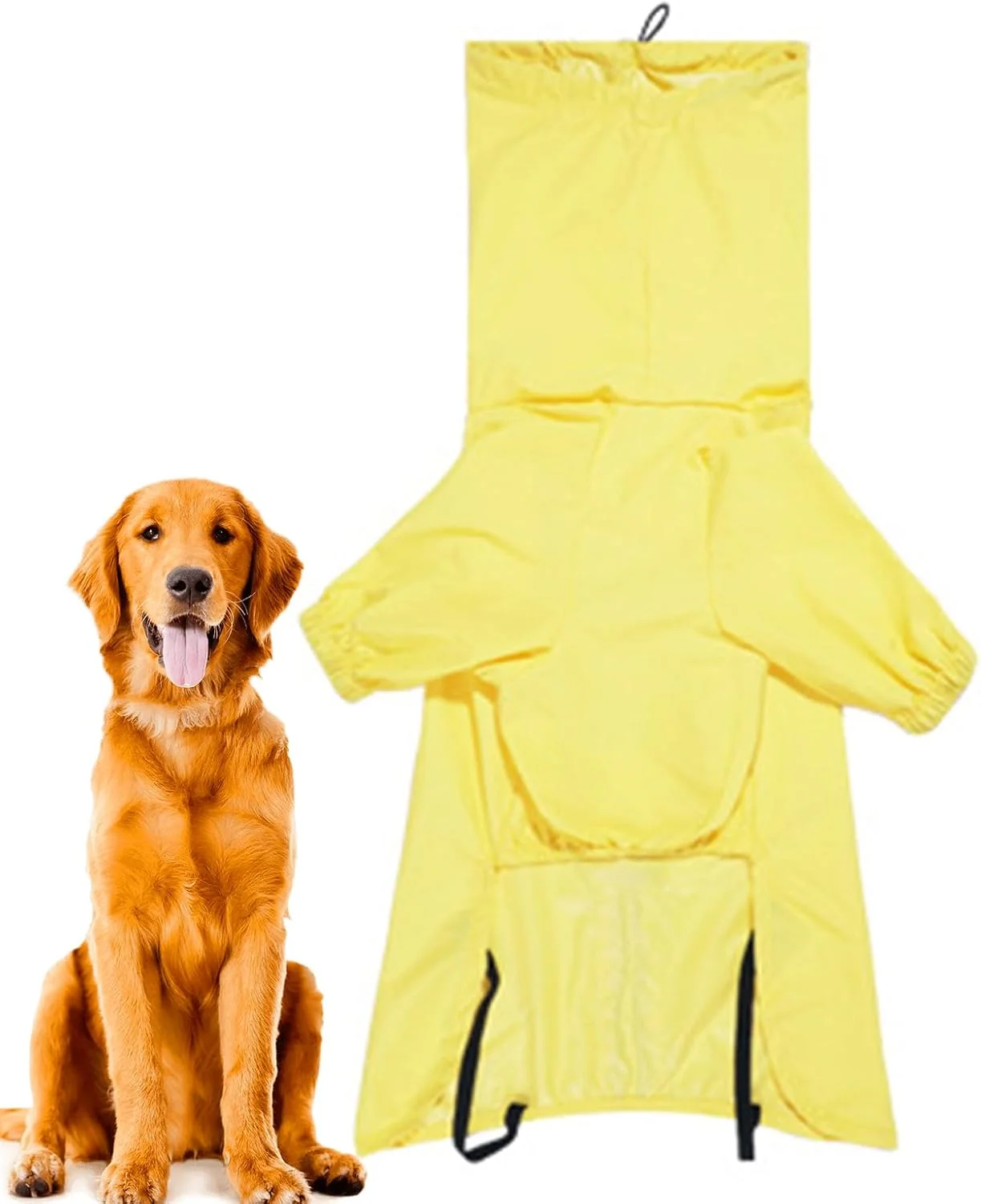بارانی سگ | بارانی حیوانات خانگی با سوراخ طناب کششی و نوارهای بازتابنده - لباس ضد آب قابل تنظیم برای پیاده روی های روزانه و دید در شب حیوانات خانگی متوسط و بزرگ