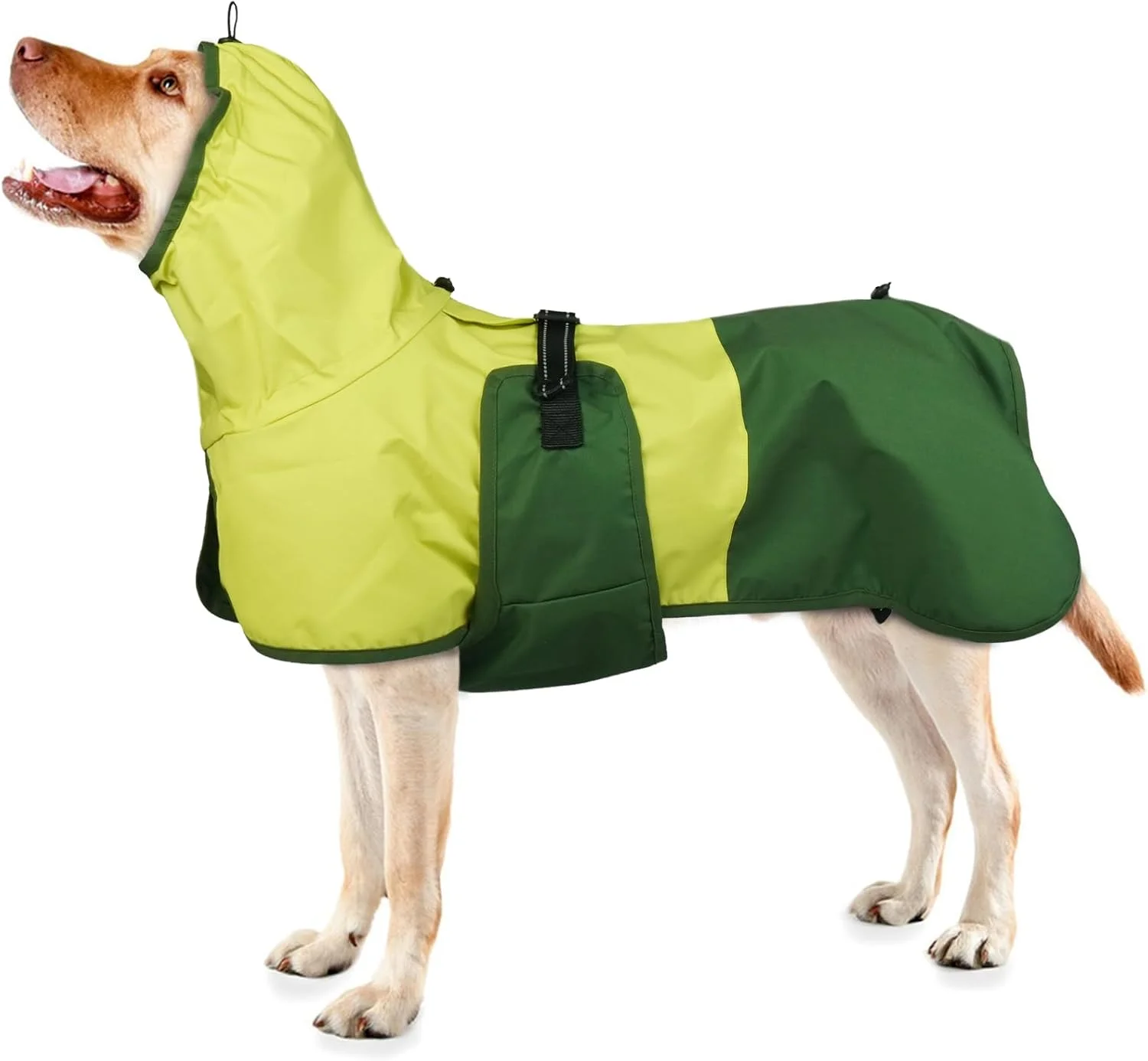 بارانی سگ، ضدآب، کت سگ ضدآب، ژاکت بارانی، لباس حیوانات خانگی ضدآب قابل تنظیم، ژاکت بارانی سبک وزن با نوارهای بازتابنده (سبز، L)