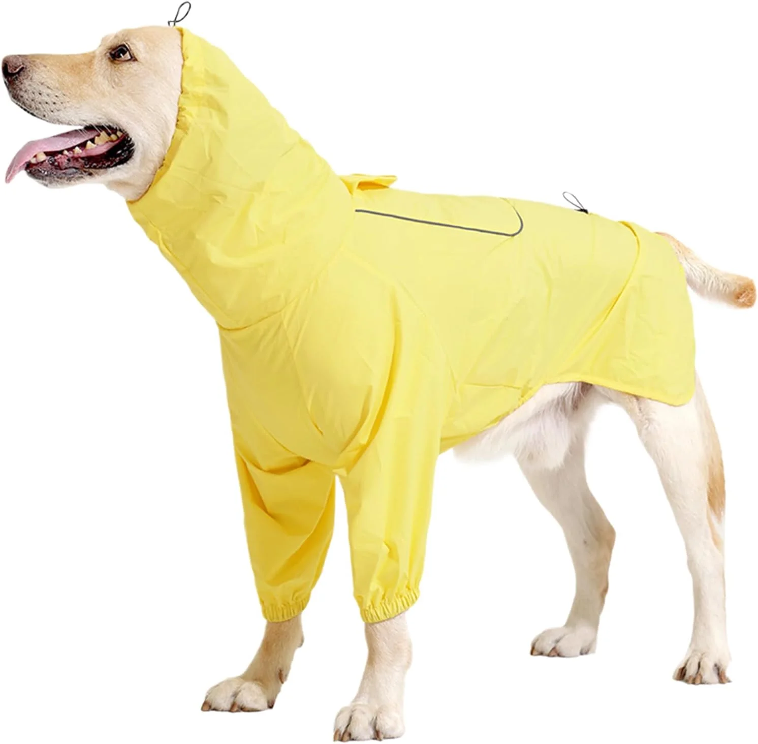بارانی سگ، بارانی بازتابنده سگ بزرگ با سوراخ طناب کششی | لباس ضد آب، پانچو قابل تنظیم برای حیوانات خانگی متوسط و بزرگ در ماجراجویی های فضای باز