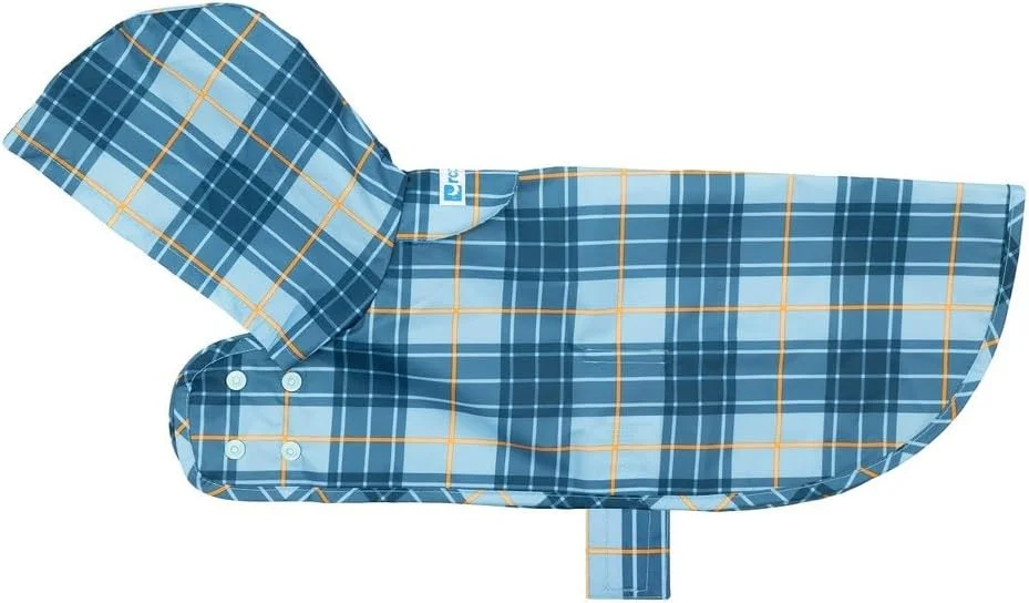 پانچوی بارانی ضدآب و جمع‌شدنی سگ RC Pets - ژاکت سگ سبک، کم حجم و قابل تنظیم | سایز خیلی کوچک، چهارخانه آبی