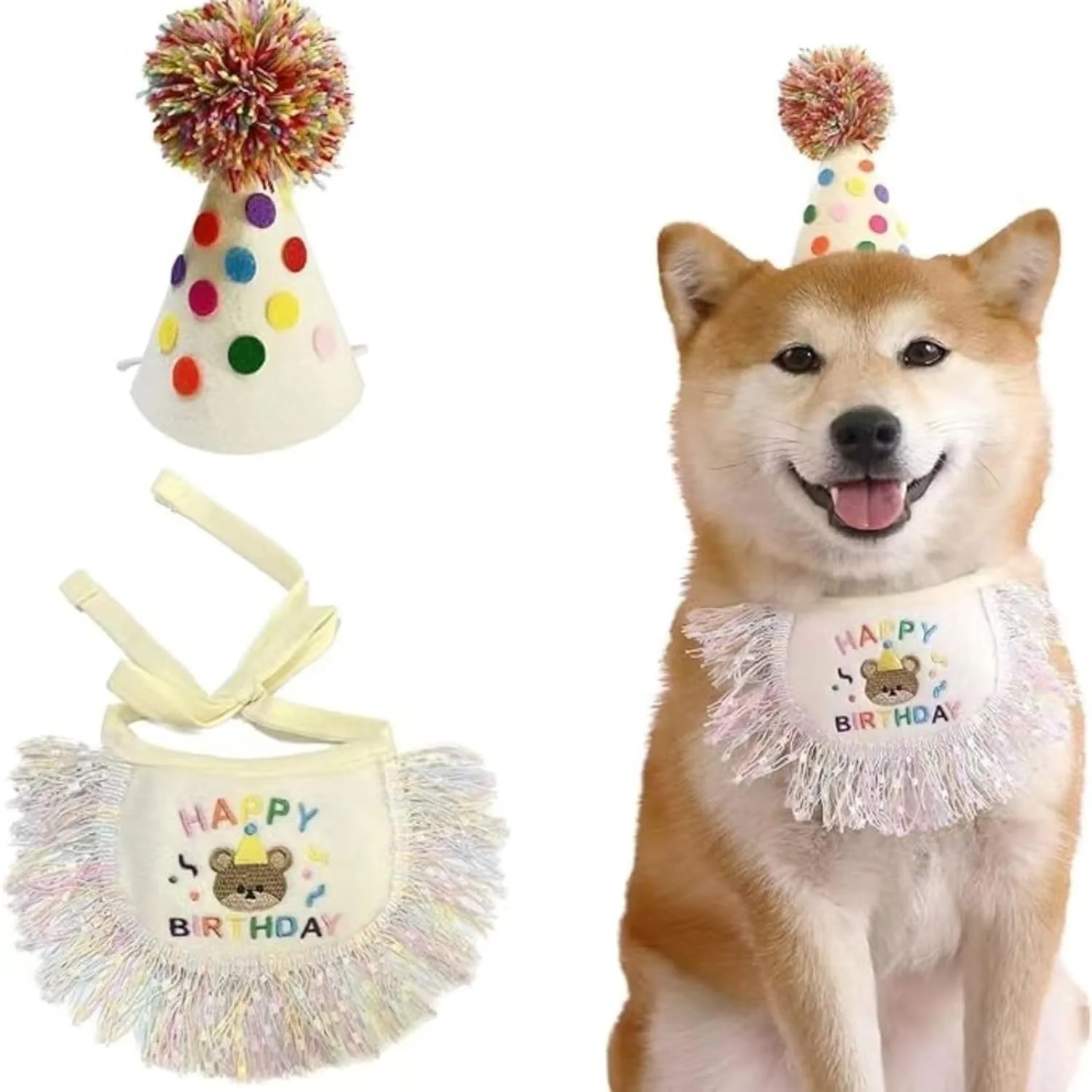 کلاه تولد سگ با پولک و منگوله، پیشبند، کلاه تولد گربه و سگ، دستمال گردن عکاسی کارناوال، کلاه تولد سگ، کلاه تولد سگ دخترانه، کلاه تولد سگ پسرانه (بزرگ)