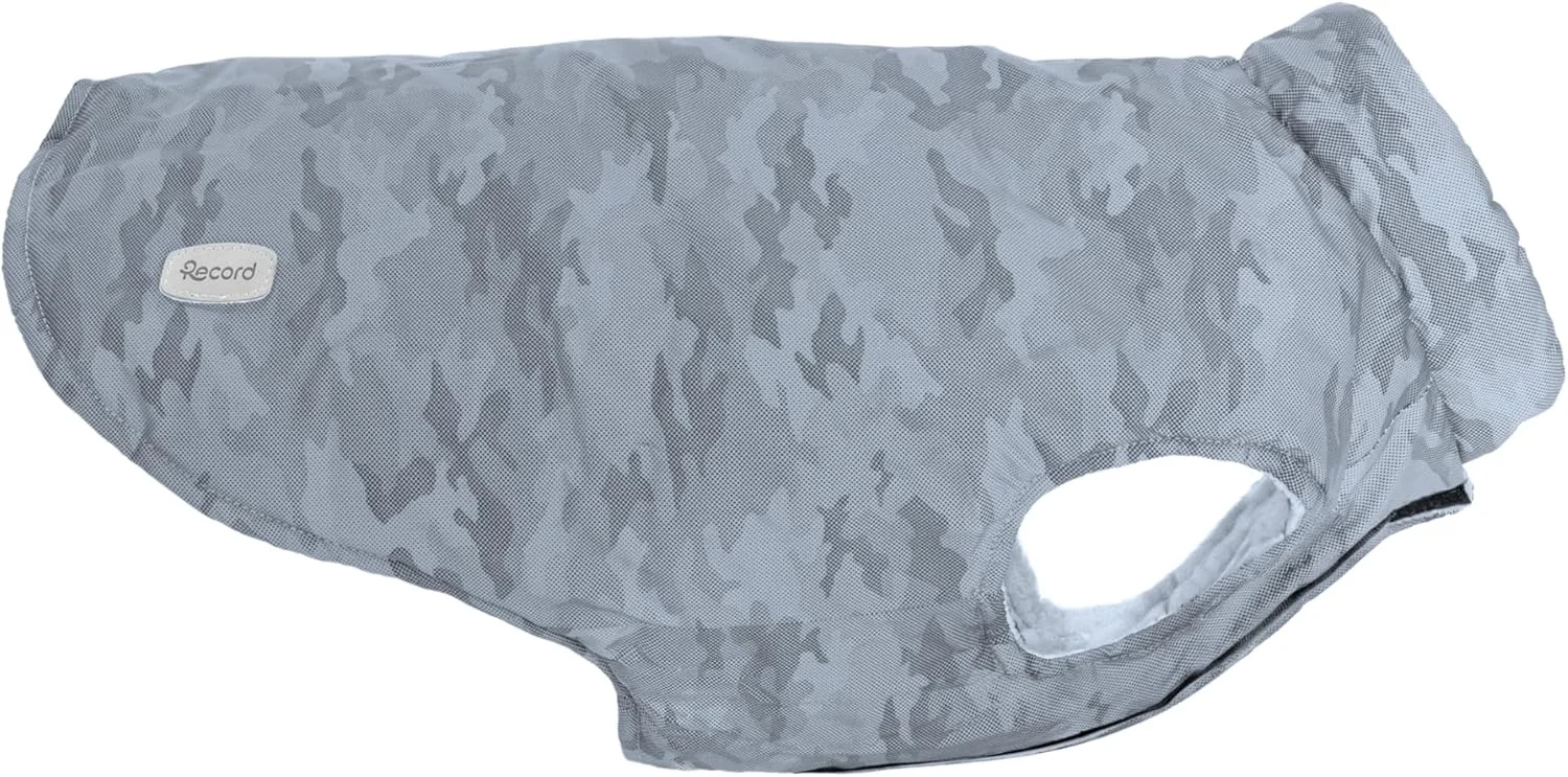 بارانی سگ طرح استتار با چسب ولکرو و بندهای الاستیک قابل تنظیم برای پنجه ها. کت گرم و راحت سگ | سایز S، طول پشت 35 سانتی متر