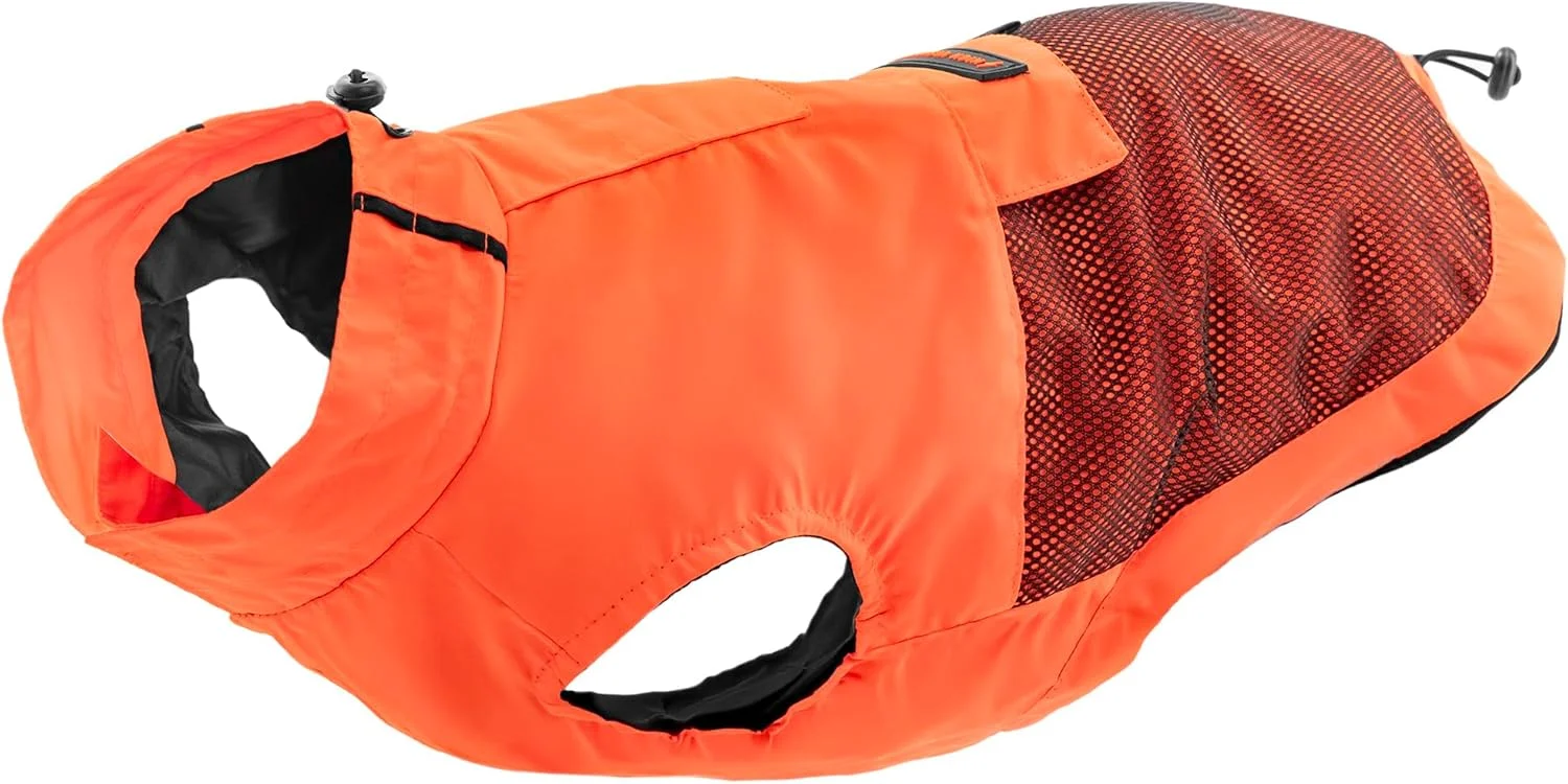 بارانی سگ رکورد - ضد باد و راحت با کش برای پنجه ها و گردن قابل تنظیم | سایز M، نارنجی، طول پشت 40 سانتی متر