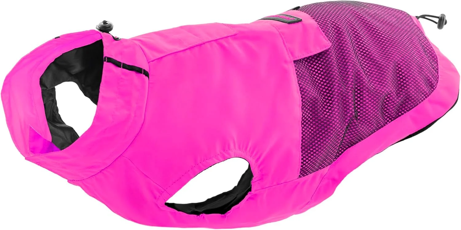 کت سگ رکورد - ضد آب و ضد باد، راحت با نوارهای الاستیک برای پاها و گیره گردن قابل تنظیم | M، سرخابی، طول پشت 40 سانتی متر