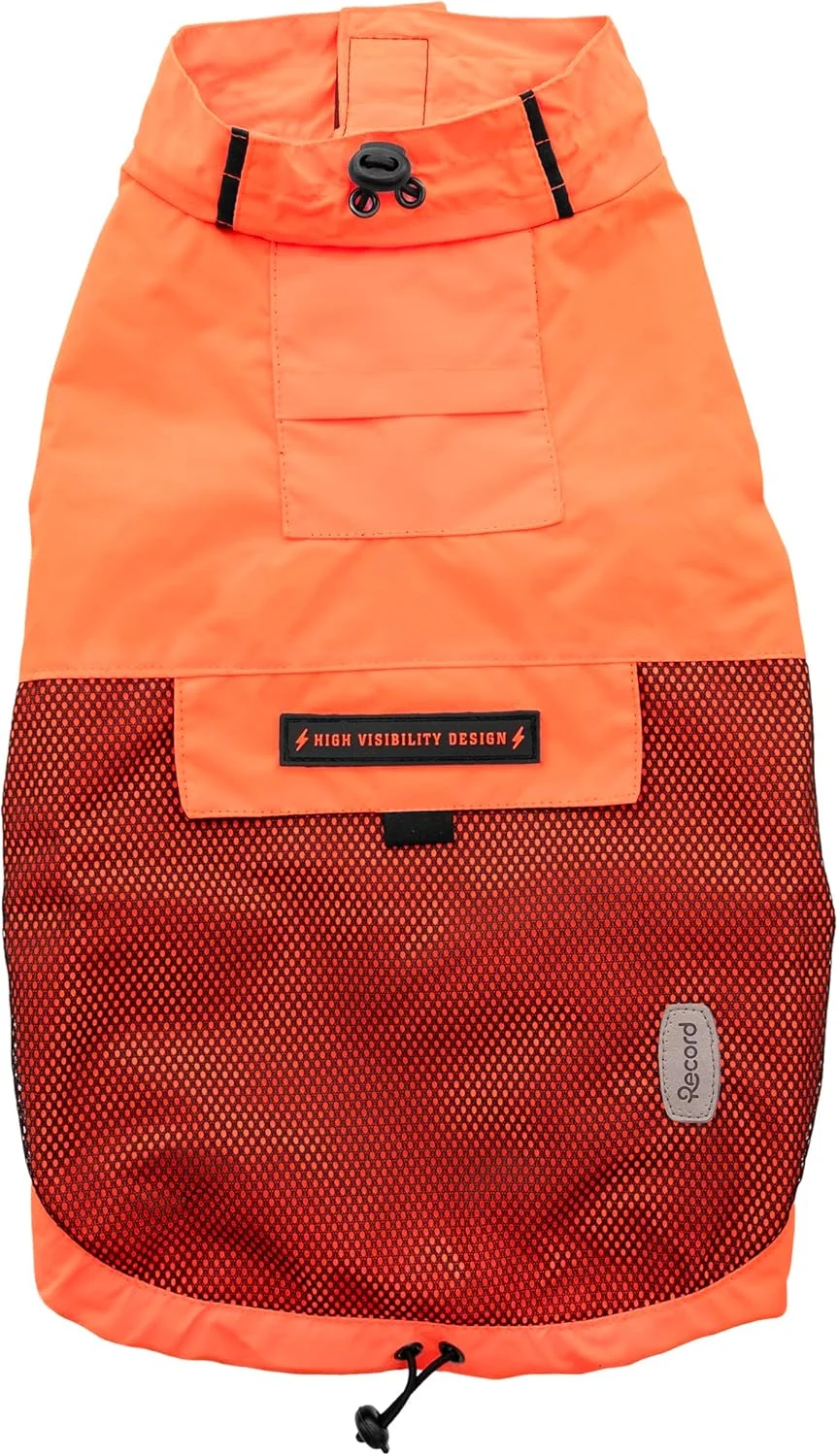 بارانی سگ رکورد - بارانی ضد باد و راحت سگ با بندهای الاستیک پا و گردن قابل تنظیم | سایز XL، نارنجی، طول پشت 50 سانتی متر