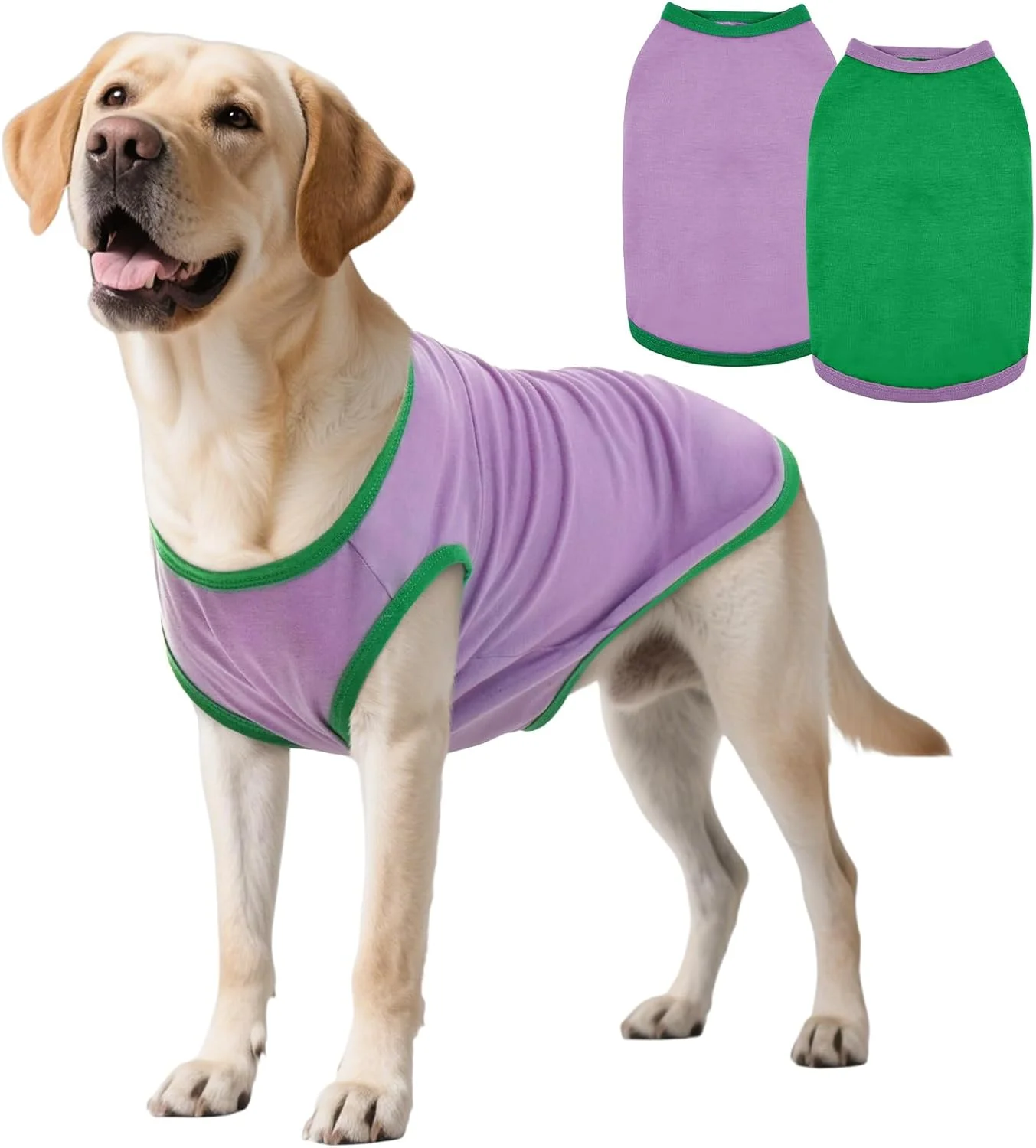 ست 2 عددی پیراهن سگ ROZKITCH، لباس نرم و تنفسی تابستانی برای حیوانات خانگی، مناسب سگ های خیلی بزرگ، مدل کشی و شیک، سایز 3XL