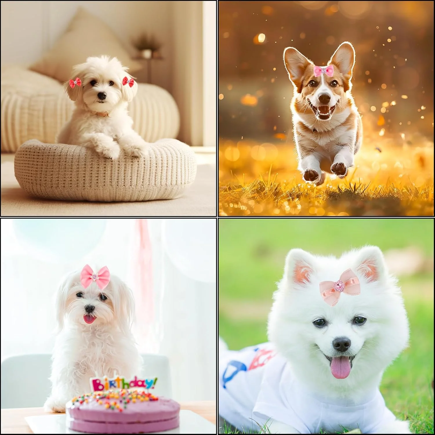 بسته 20 عددی پاپیون موی سگ کوچک با کش مو، پاپیون سگ، مدل های متنوع، پاپیون موی سگ، لوازم جانبی موی سگ زیبا برای آراستگی، برای استفاده روزانه حیوانات خانگی، تعطیلات