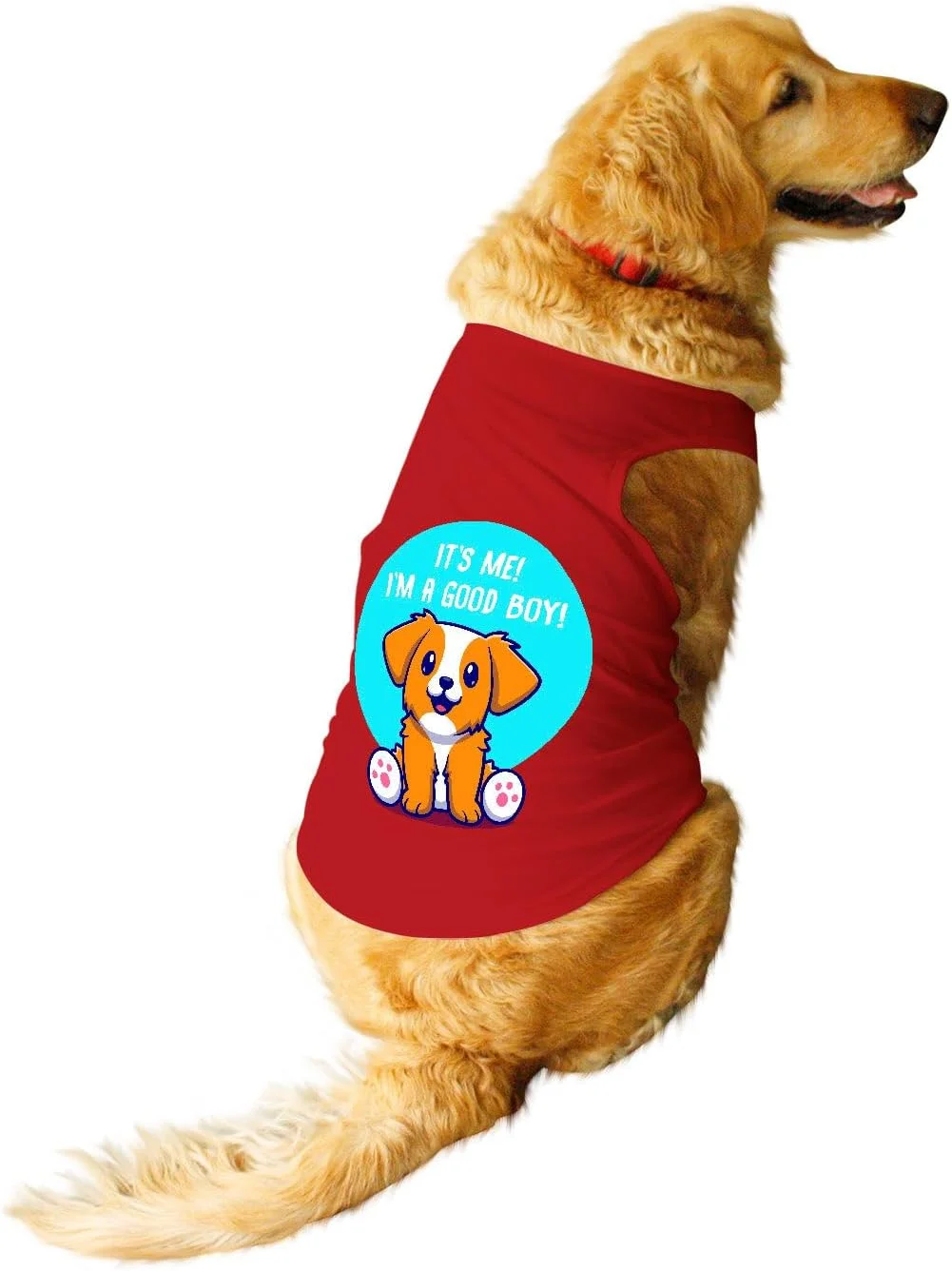 تاپ سگ با طرح چاپی "من پسر خوبی هستم" یقه گرد بدون آستین مناسب سگ ها (قرمز/XXL مناسب نژادهایی مانند سنت برنارد، گریت دین و غیره)