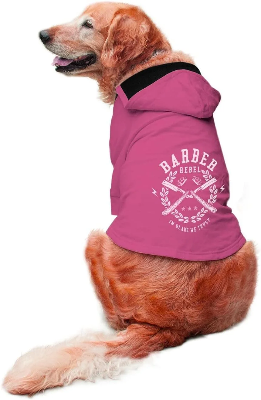 رویس باربر ریبل هودی آستین بلند طرح دار سگ، مناسب پاییز و زمستان / پوشاک / لباس / ژاکت، هدیه برای سگ ها. صورتی / سایز خیلی خیلی بزرگ (مناسب نژادهایی مانند سنت برنارد بالغ، گریت دین و غیره)