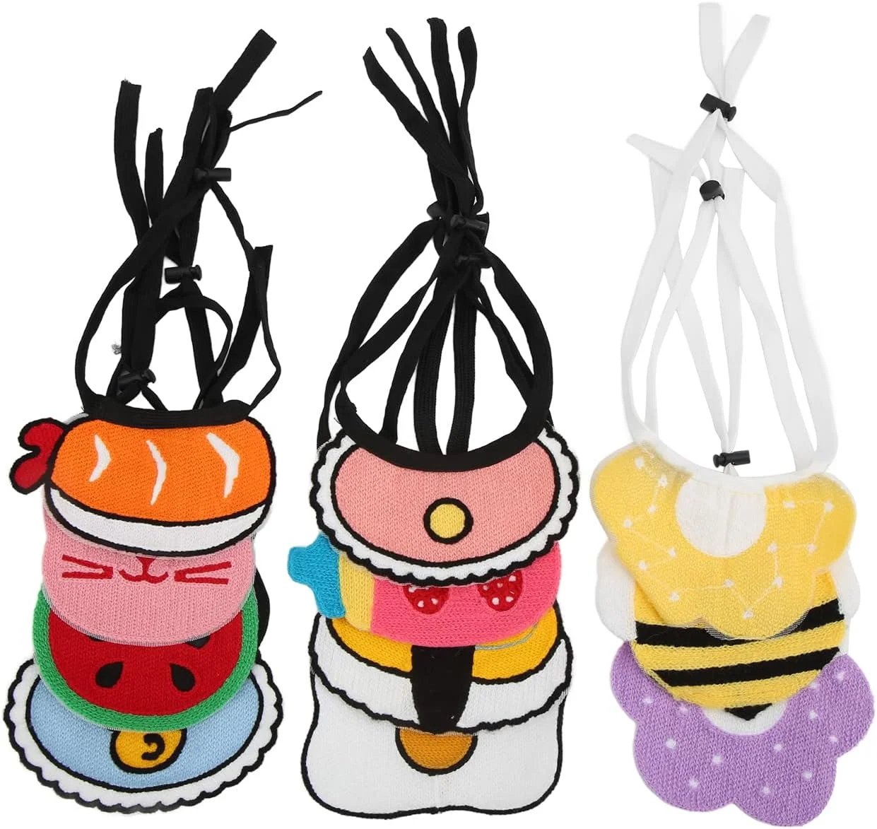 ۱۱ عدد دستمال گردن حیوانات خانگی، پیشبند یقه سگ و گربه با طرح بافتنی پشمی کارتونی زیبا و قابل تنظیم، ایده آل برای مهمانی های روزانه، کریسمس، سال نو