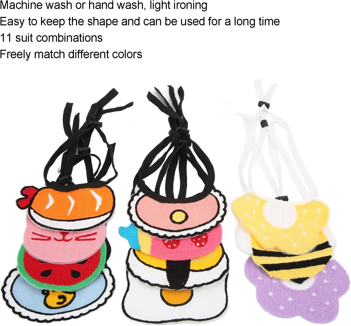 ۱۱ عدد دستمال گردن حیوانات خانگی، پیشبند یقه سگ و گربه با طرح بافتنی پشمی کارتونی زیبا و قابل تنظیم، ایده آل برای مهمانی های روزانه، کریسمس، سال نو