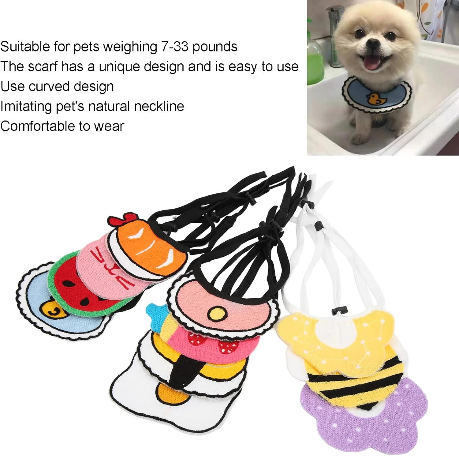 ۱۱ عدد دستمال گردن حیوانات خانگی، پیشبند یقه سگ و گربه با طرح بافتنی پشمی کارتونی زیبا و قابل تنظیم، ایده آل برای مهمانی های روزانه، کریسمس، سال نو