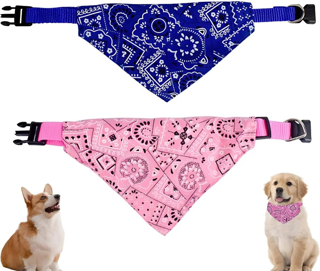 دو عدد شال گردن حیوانات خانگی با طرح مثلثی، دستمال سر سگ و گربه شیک، دستمال گردن سگ قابل تنظیم، دستمال سر سگ