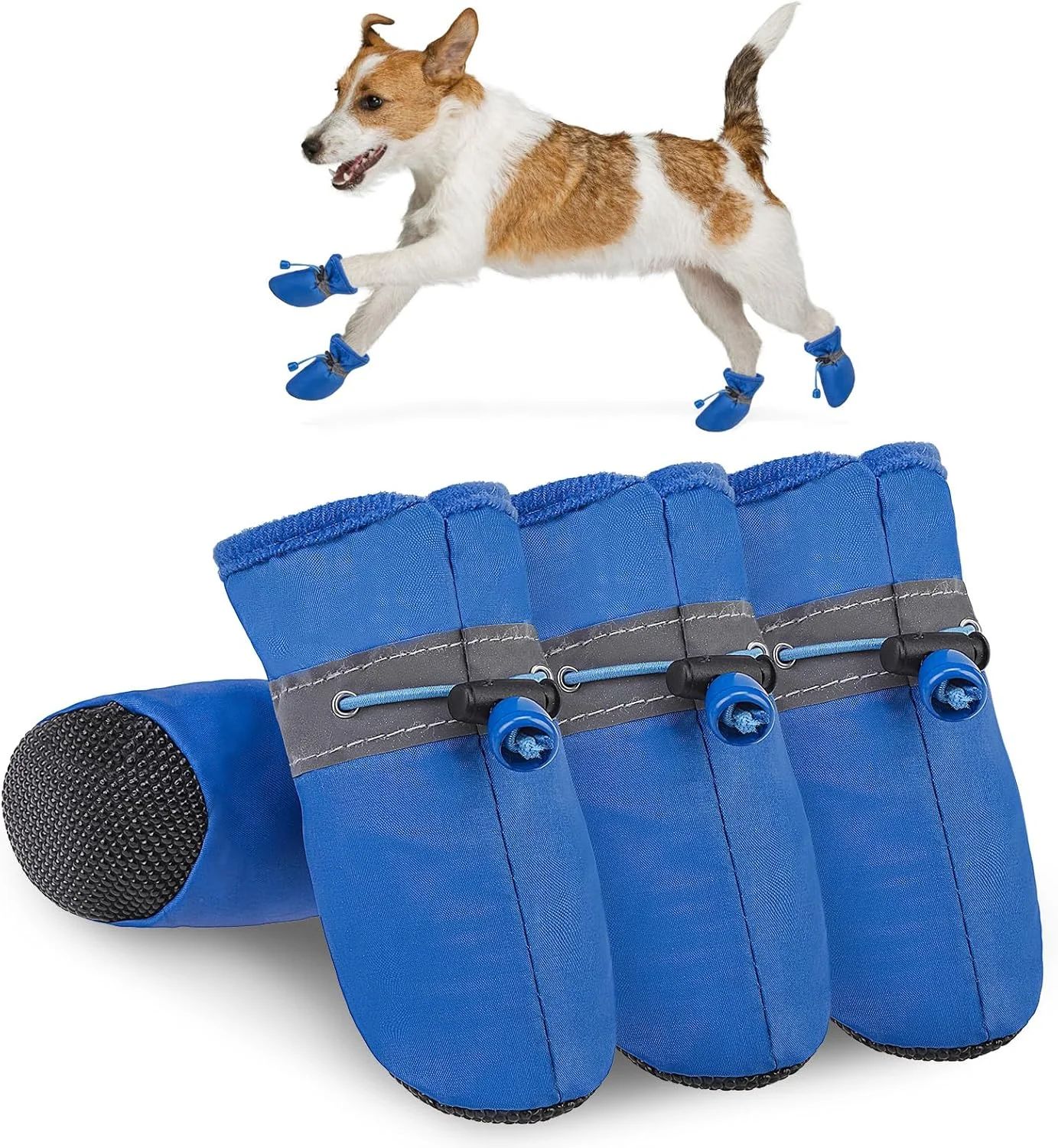 کفش سگ SCENEREAL برای پیاده‌روی در هوای گرم، محافظ پنجه سگ‌های کوچک و متوسط، چکمه‌های مقاوم در برابر حرارت تابستان، ضدآب، نرم، مناسب پیاده‌روی در فضای باز و سطوح سخت داخل خانه، آبی سایز 3