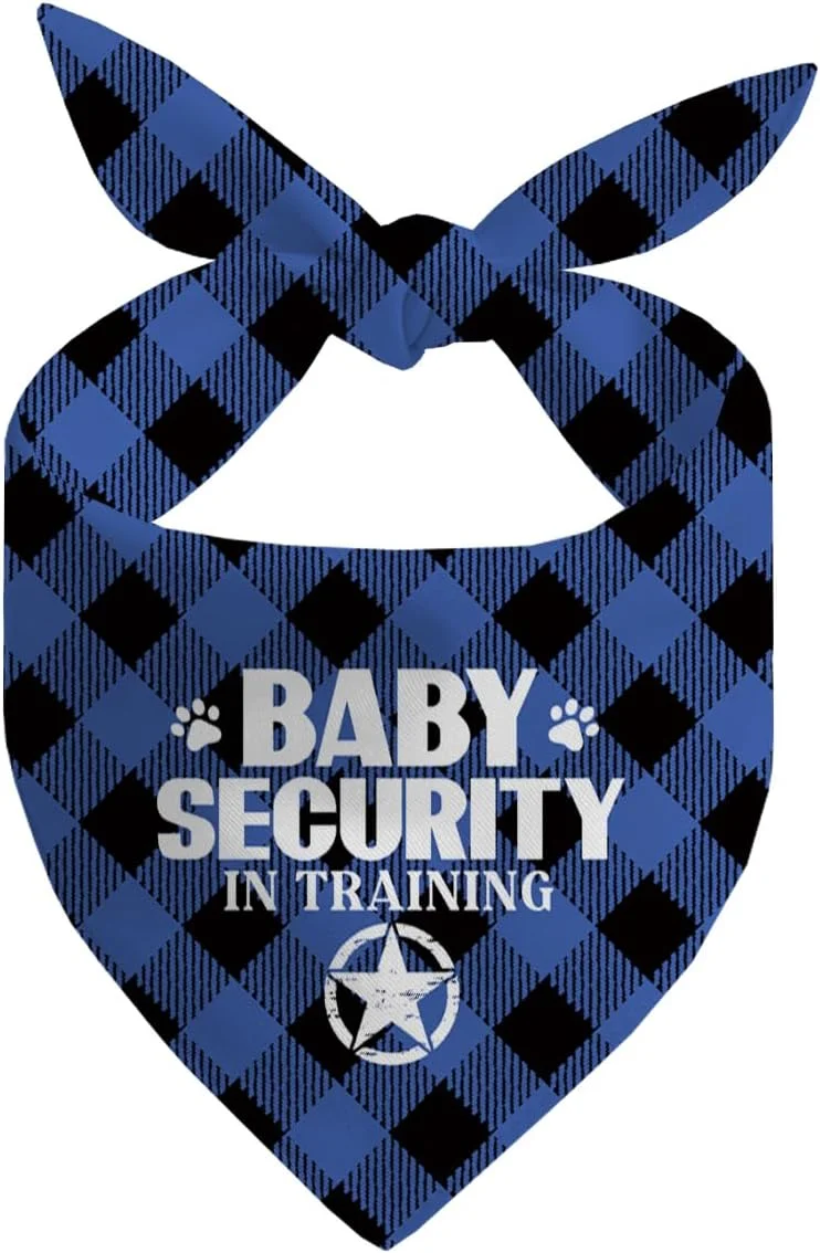 دستمال گردن سگ، دستمال گردن سگ نگهبان کودک، شال سگ آبی با طرح چهارخانه کلاسیک، لوازم جانبی سگ، دستمال گردن اعلام نوزاد حیوان خانگی E8