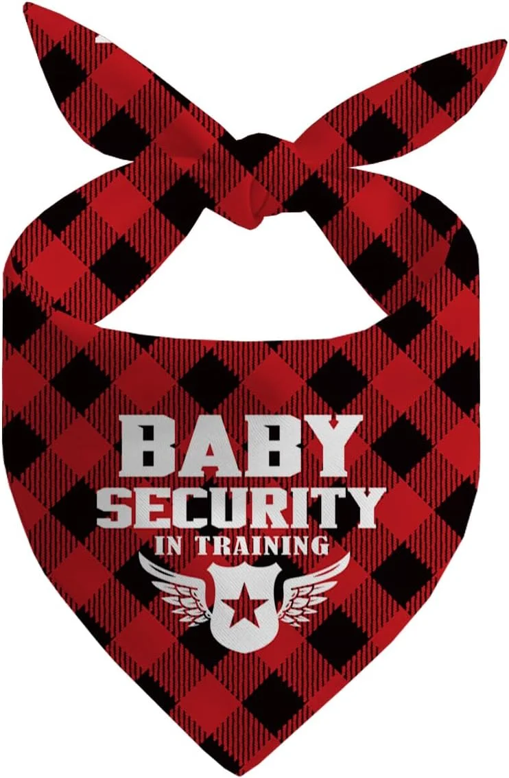 دستمال گردن سگ، دستمال گردن سگ با طرح امنیت کودک، شال سگ قرمز با طرح چهارخانه کلاسیک، لوازم جانبی سگ، دستمال گردن حیوانات خانگی برای اعلام نوزاد و تعیین جنسیت مدل E13