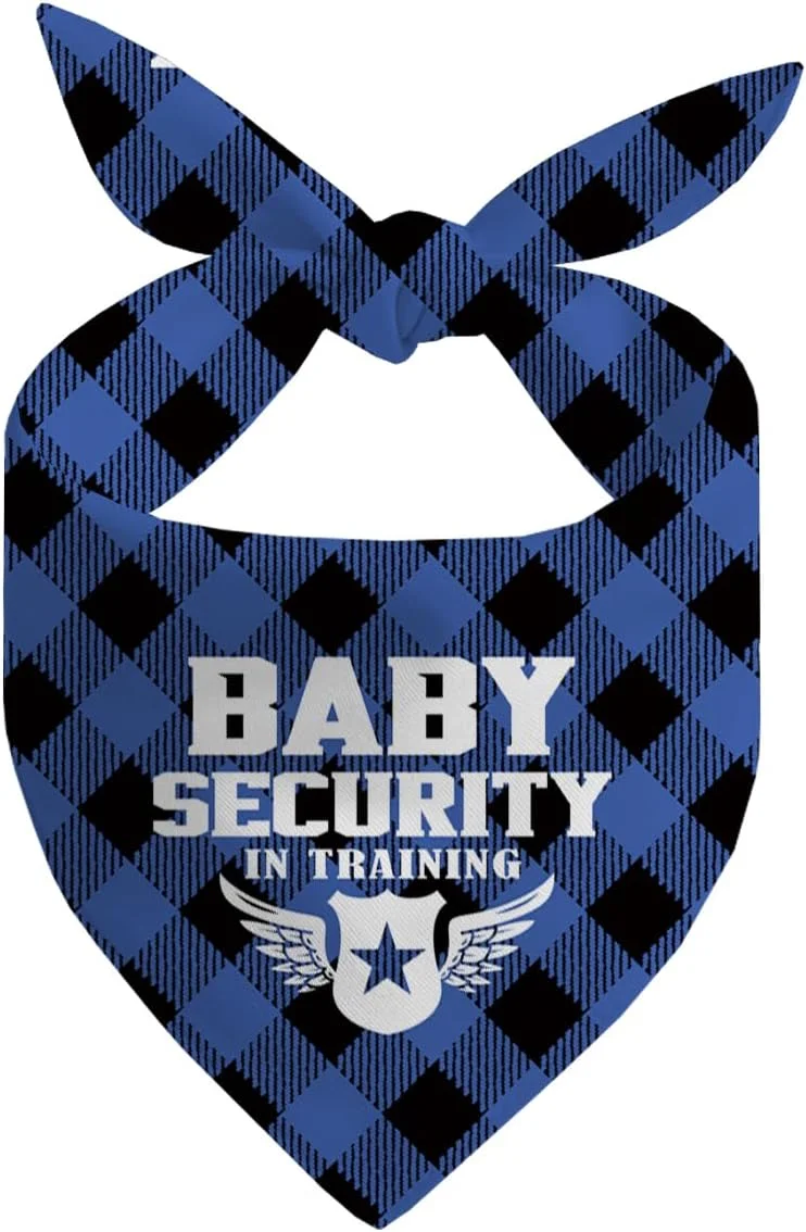 دستمال گردن سگ، دستمال گردن سگ نگهبان کودک، شال سگ آبی با طرح چهارخانه کلاسیک، لوازم جانبی سگ، دستمال گردن اعلام نوزاد حیوان خانگی مدل E14