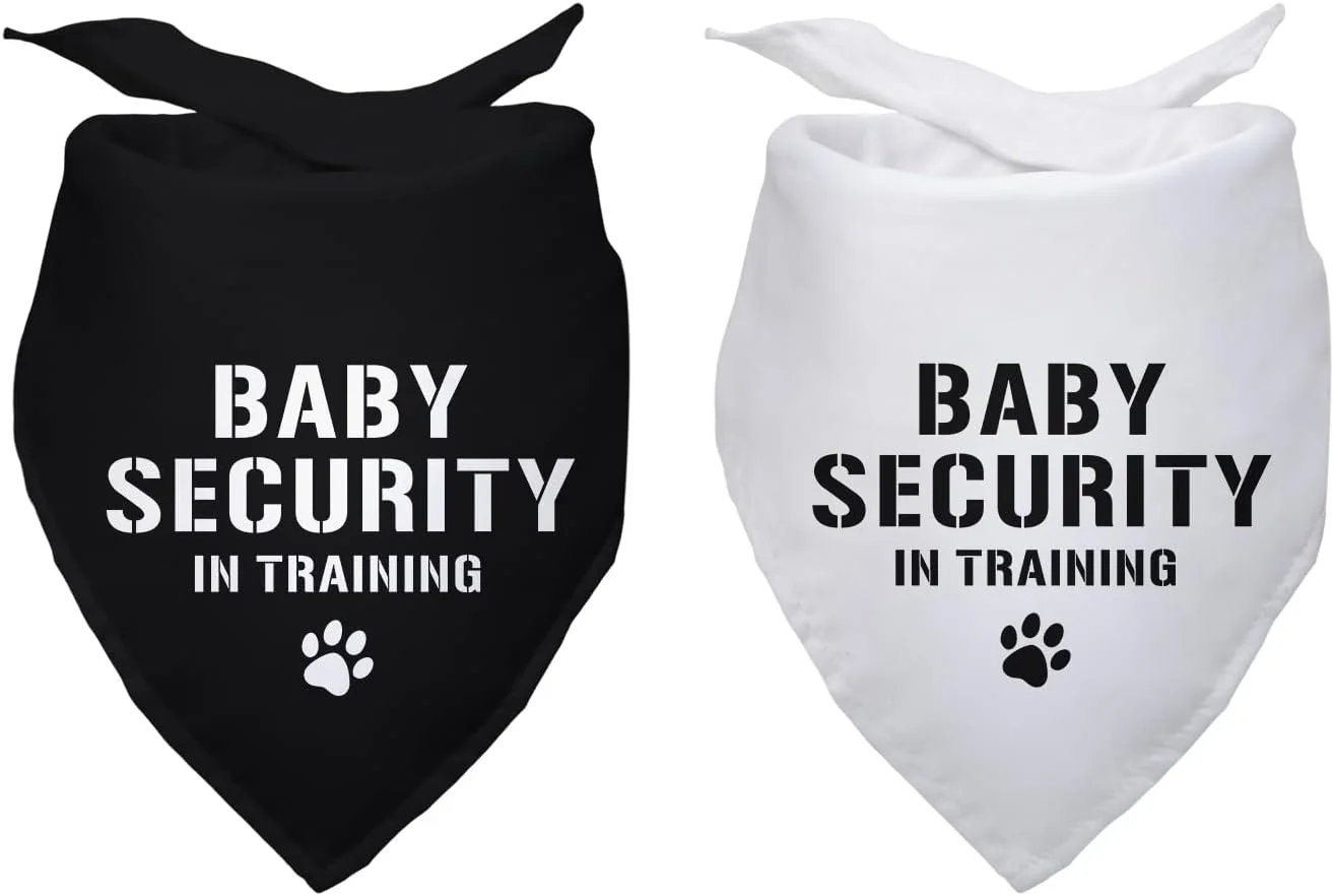 دستمال گردن سگ با طرح آموزش امنیت کودک، پیشبند حیوانات خانگی برای اعلام بارداری، اکسسوری تزئینی برای دوستداران سگ، بسته 2 عددی