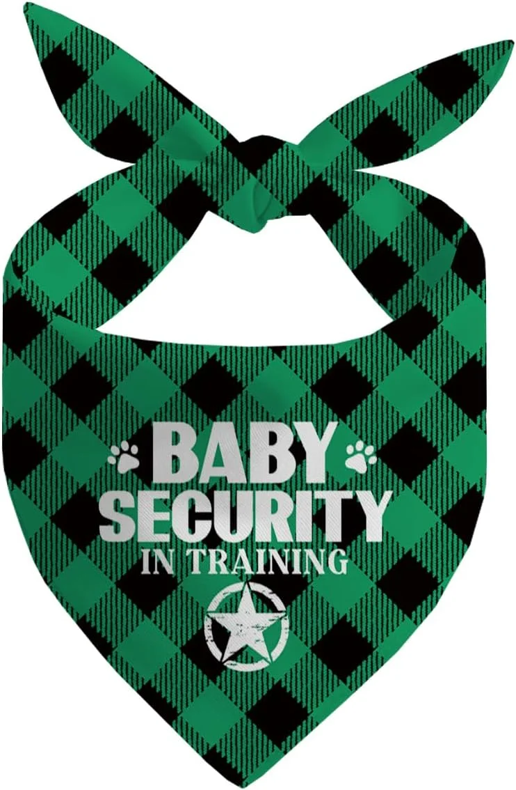 دستمال گردن سگ، دستمال گردن سگ امنیتی کودک، شال سبز سگ ها با طرح چهارخانه کلاسیک، لوازم جانبی سگ، دستمال گردن اعلام نوزاد حیوان خانگی E9