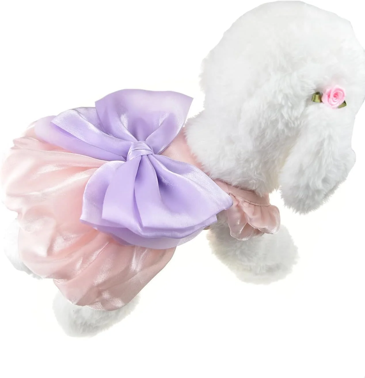 لباس درخشان سگ با پاپیون صورتی، لباس حیوانات خانگی برای عروسی، جشن تولد، لباس توله سگ، پوشاک گربه (صورتی، XL)