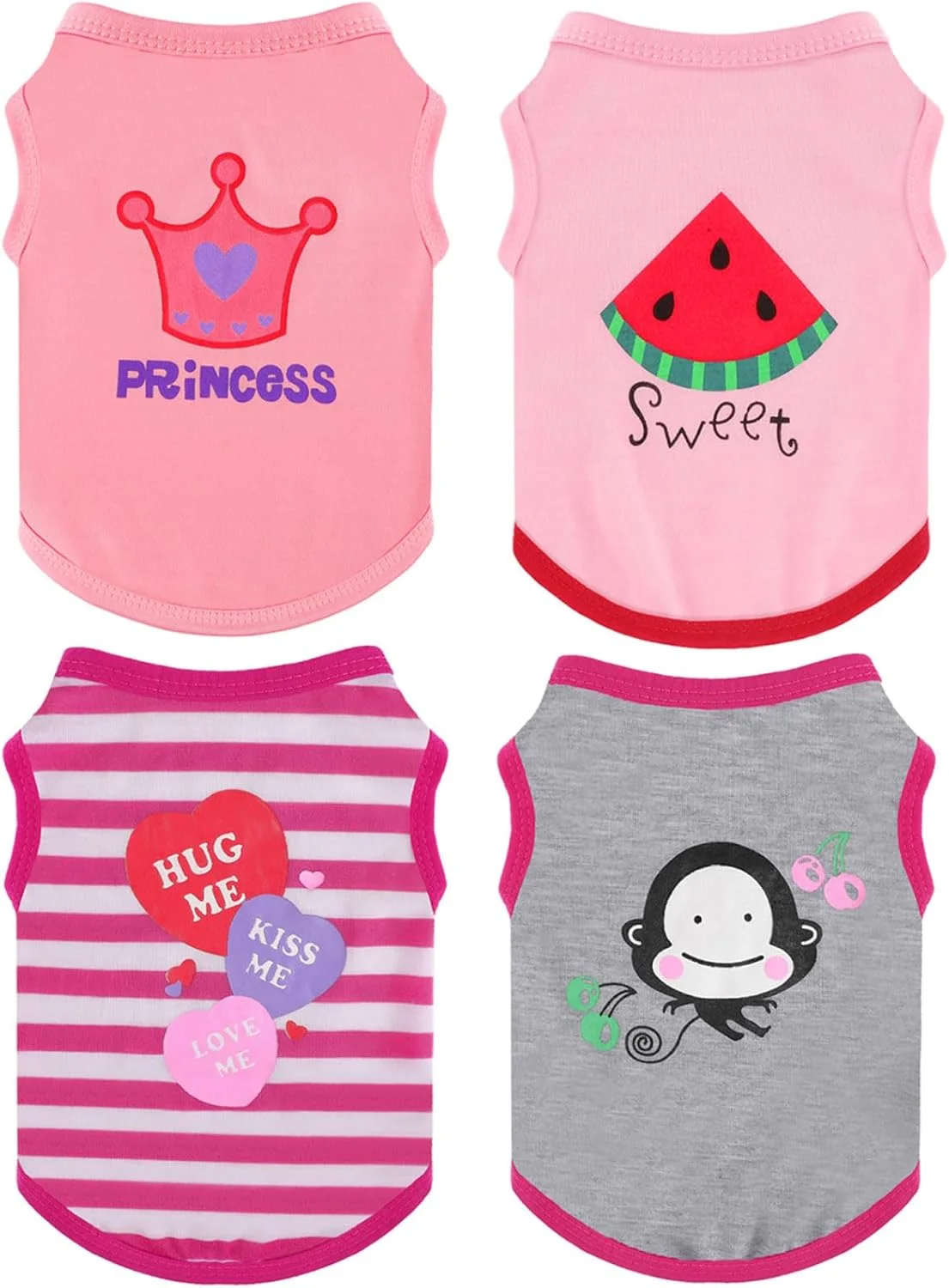 ست ۴ عددی تیشرت سگ برای سگ های کوچک، دخترانه و پسرانه، جلیقه سگ، لباس های نرم و کشی توله سگ بدون آستین، سایز M، گروه 1