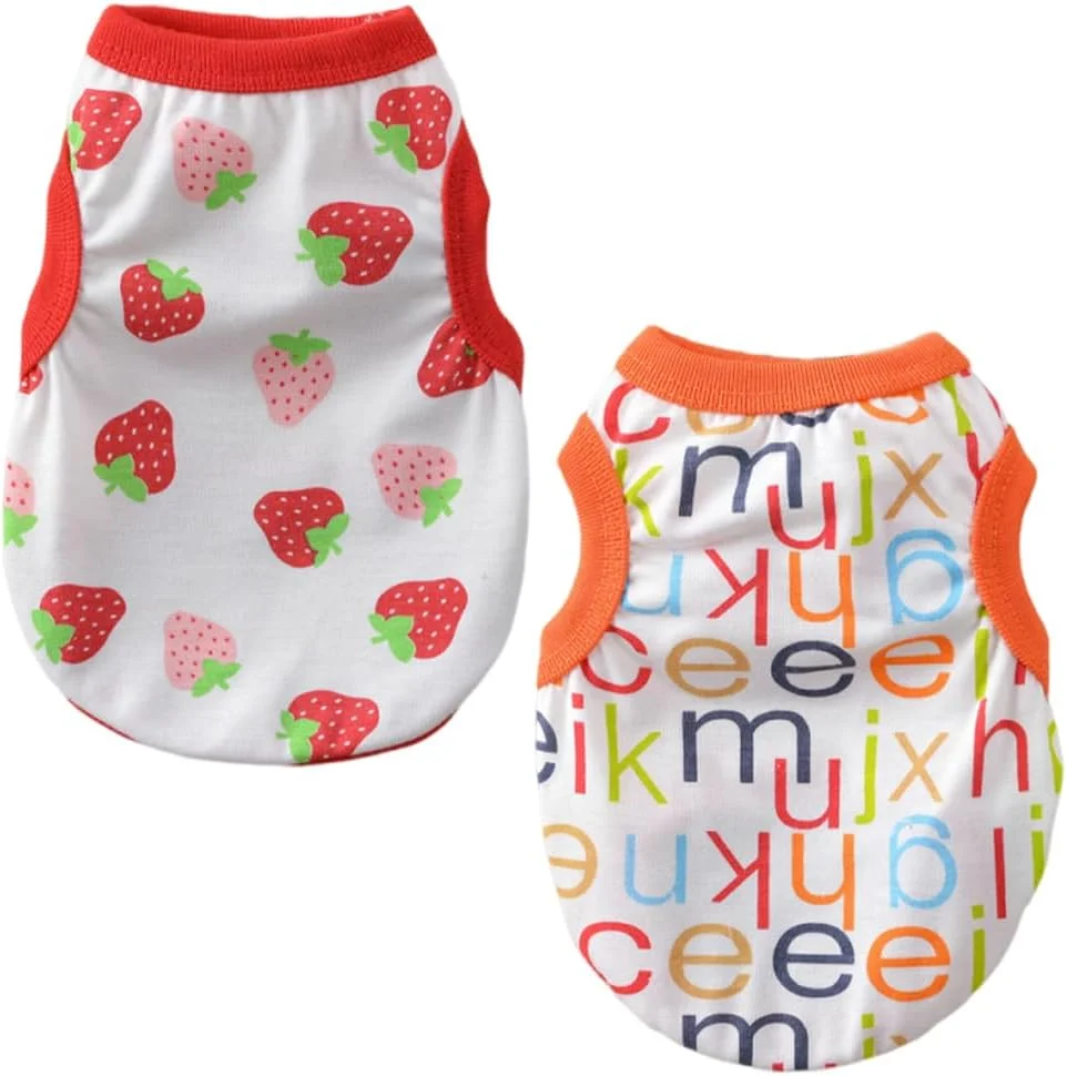 بسته 2 عددی تیشرت سگ برای سگ های کوچک، تیشرت پایه تابستانی، جلیقه سگ، تیشرت های تابستانی سگ، لباس ساحلی شیک برای سگ ها و گربه های کوچک