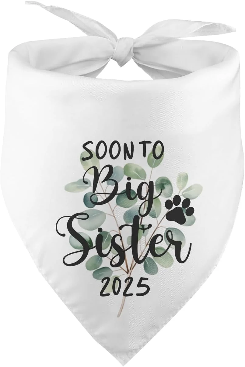 دستمال گردن سگ با طرح "خواهر بزرگتر می شوم ۲۰۲۵"، دستمال گردن سگ برای اعلام بارداری، اکسسوری حیوانات خانگی، هدیه برای دوستداران سگ