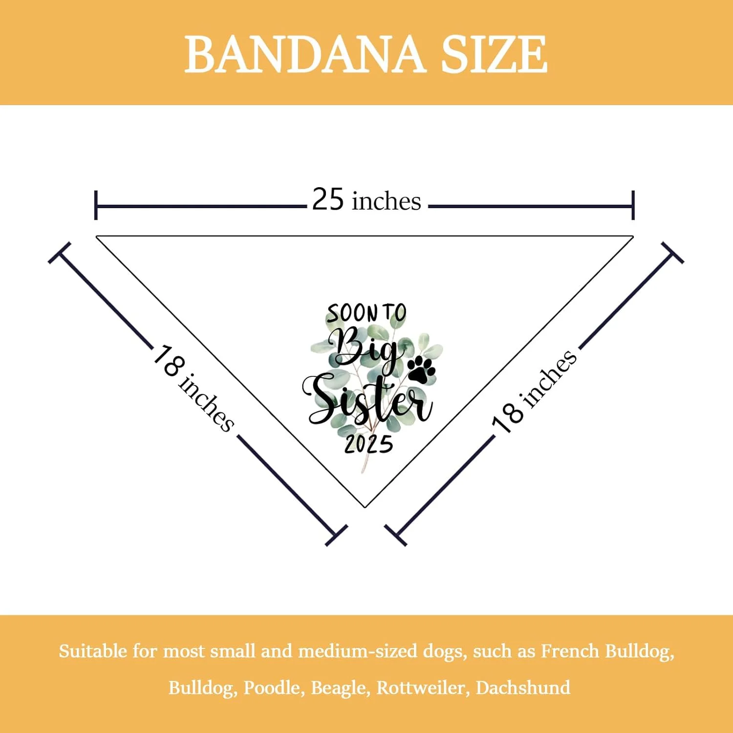 دستمال گردن سگ با طرح "خواهر بزرگتر می شوم ۲۰۲۵"، دستمال گردن سگ برای اعلام بارداری، اکسسوری حیوانات خانگی، هدیه برای دوستداران سگ