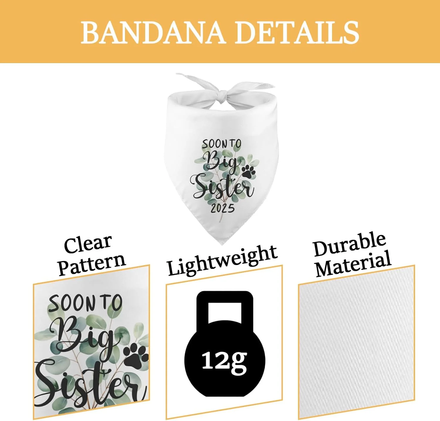دستمال گردن سگ با طرح "خواهر بزرگتر می شوم ۲۰۲۵"، دستمال گردن سگ برای اعلام بارداری، اکسسوری حیوانات خانگی، هدیه برای دوستداران سگ