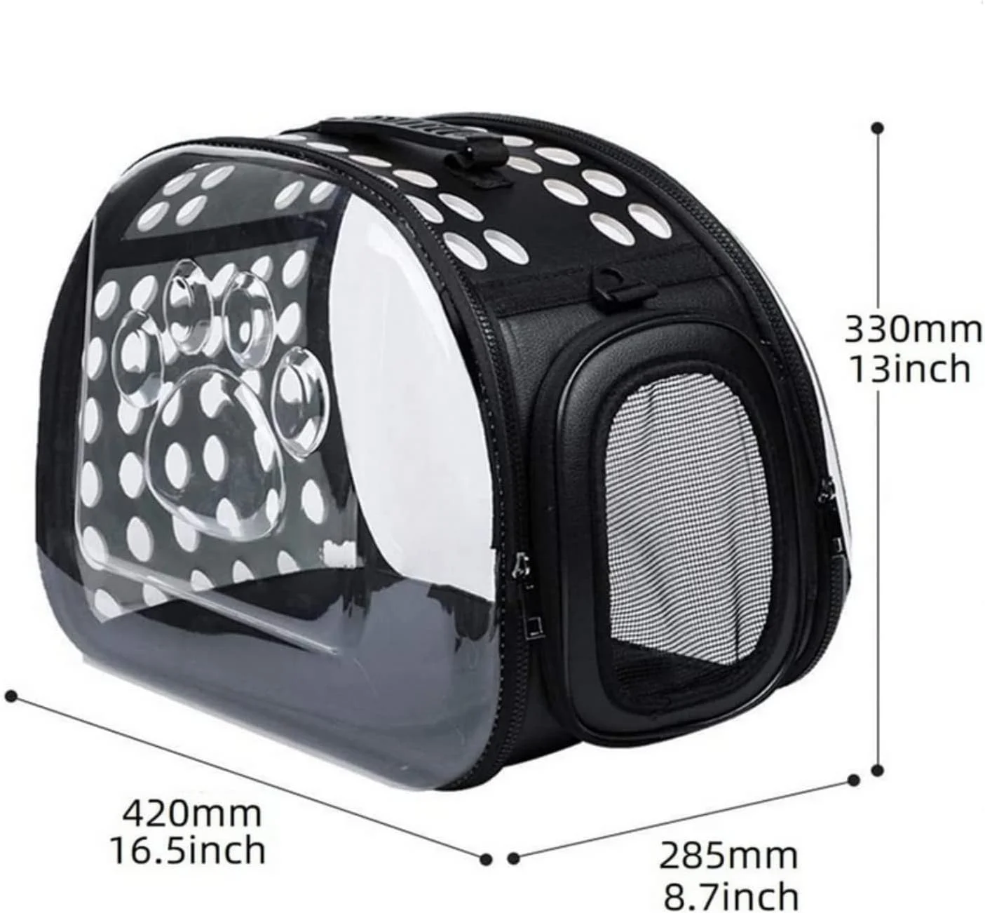کیف حمل شفاف سگ و گربه SKEIDO، کیف دستی مسافرتی قابل تنفس تاشو برای حیوانات خانگی، کیف شانه ای بیرونی برای حمل توله سگ - 42cm x 33cm x 28.5cm