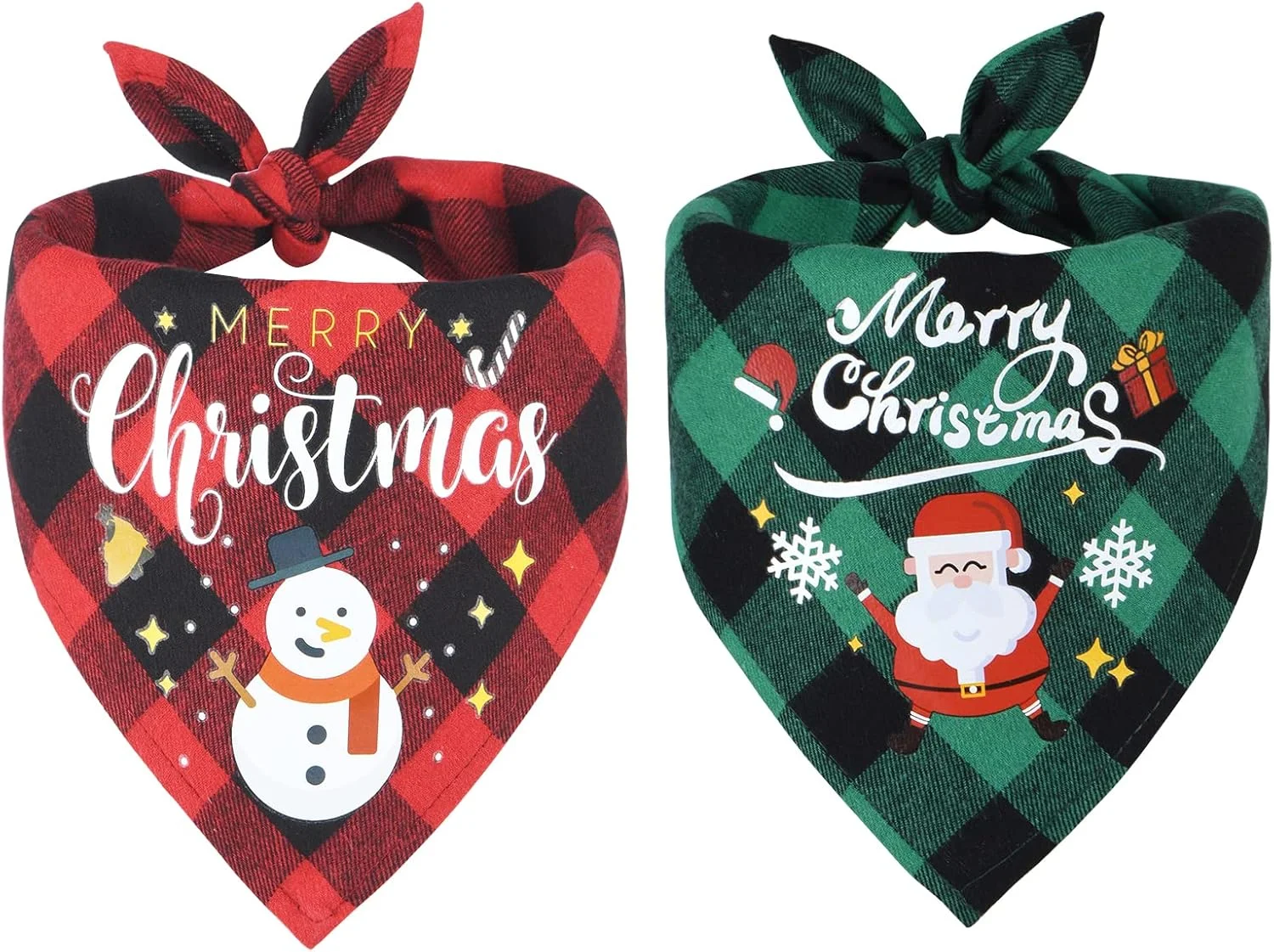 دو عدد دستمال گردن سگ طرح کریسمس، شال گردن حیوانات خانگی طرح چهارخانه کلاسیک قابل شستشو، دستمال سه گوش سگ قابل تنظیم، لوازم جانبی لباس حیوانات خانگی برای توله سگ، حیوانات خانگی کوچک، متوسط و بزرگ
