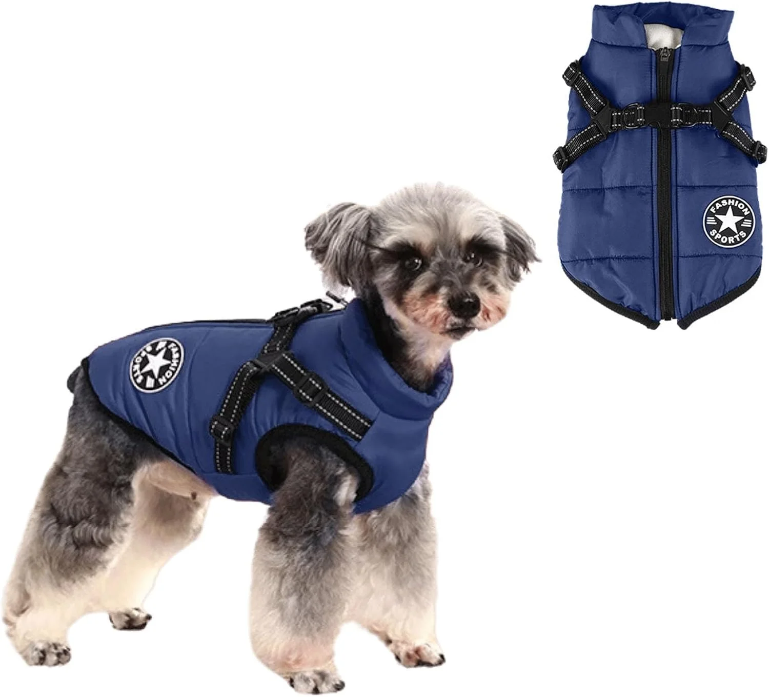 کت و جلیقه زمستانی سگ کوچک - ژاکت گرم پنبه ای توله سگ برای سگ های کوچک (L، آبی)