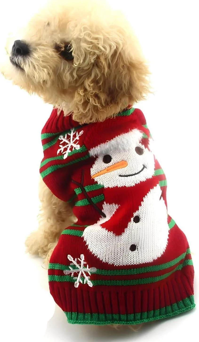 لباس گرم سگ طرح آدم برفی، مناسب جشن سال نو، هودی حیوانات خانگی، سگ و گربه کوچک (قرمز، 2XL)