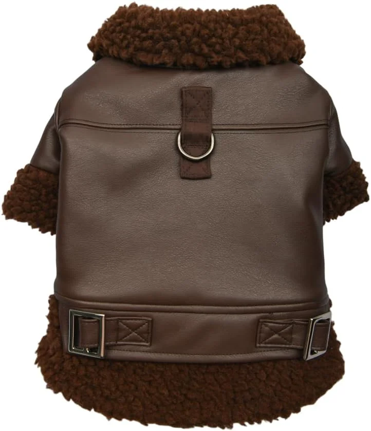 کت سگ چرمی نرم قهوه ای سایز ایکس لارج