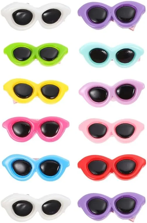 بسته ۱۲ عددی گیره مو سگ Sosoport، گیره مو گربه، کیف برای سگ ها، گیره مو سگ، گیره مو برای گربه ها، تزئینات حیوانات خانگی، عینک آفتابی، گیره مو پلاستیکی