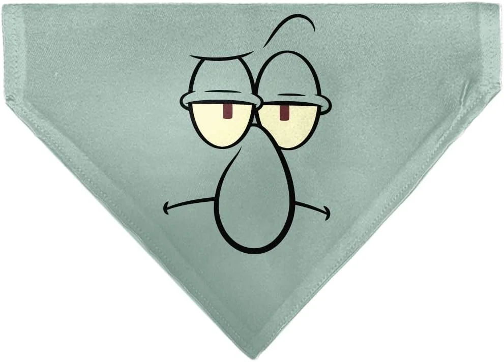 دستمال گردن حیوانات خانگی طرح باب اسفنجی و شخصیت کارتونی اسکوئیدوارد، زمینه آبی، مدل سُر خوردن روی قلاده