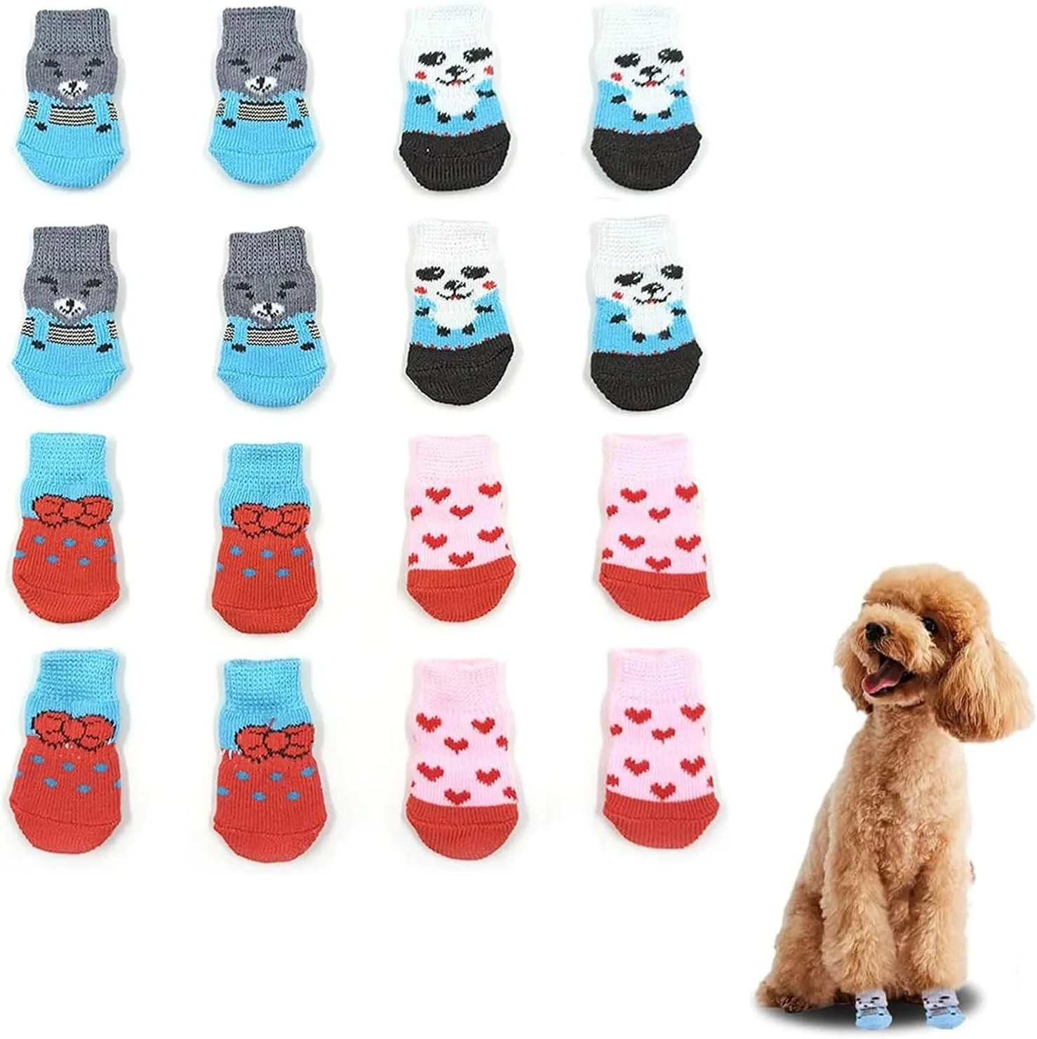 جوراب سگ فنری X، 4 جفت جوراب ضد لغزش سگ و جوراب گربه با تقویت لاستیکی، کفش سگ برای پیاده روهای داغ، محافظ پنجه حیوانات خانگی برای کف، چکمه های گربه و سگ برای استفاده در داخل خانه (S، 6x 3cm) جوراب سگ فنری X، 4 جفت جوراب ضد لغزش سگ و جوراب گربه با تقویت لاستیکی، کفش سگ برای پیاده روهای داغ، محافظ پنجه حیوانات خانگی برای کف، چکمه های گربه و سگ برای استفاده در داخل خانه (S، 6x 3cm)