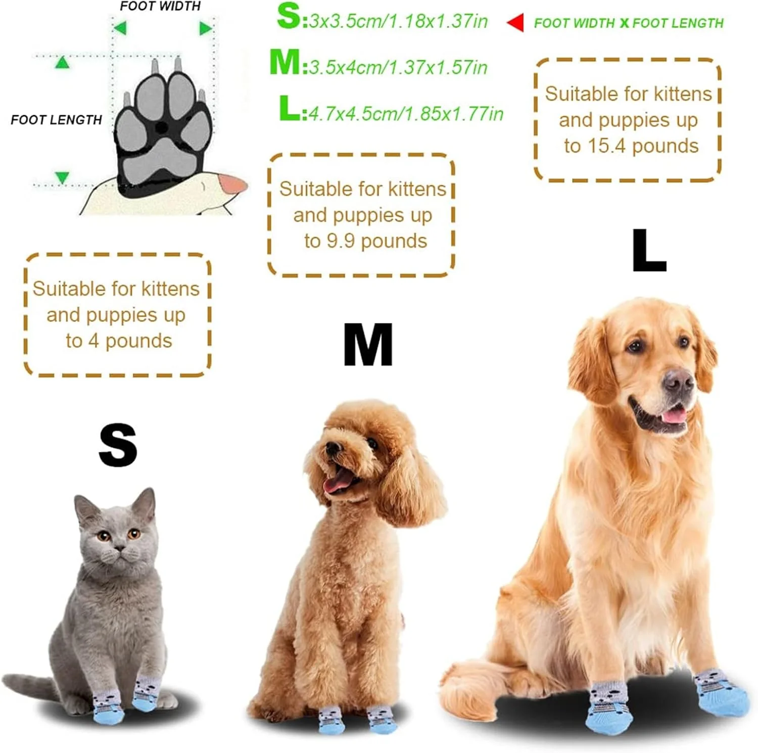 جوراب سگ فنری X، 4 جفت جوراب ضد لغزش سگ و جوراب گربه با تقویت لاستیکی، کفش سگ برای پیاده روهای داغ، محافظ پنجه حیوانات خانگی برای کف، چکمه های گربه و سگ برای استفاده در داخل خانه (S، 6x 3cm) جوراب سگ فنری X، 4 جفت جوراب ضد لغزش سگ و جوراب گربه با تقویت لاستیکی، کفش سگ برای پیاده روهای داغ، محافظ پنجه حیوانات خانگی برای کف، چکمه های گربه و سگ برای استفاده در داخل خانه (S، 6x 3cm)